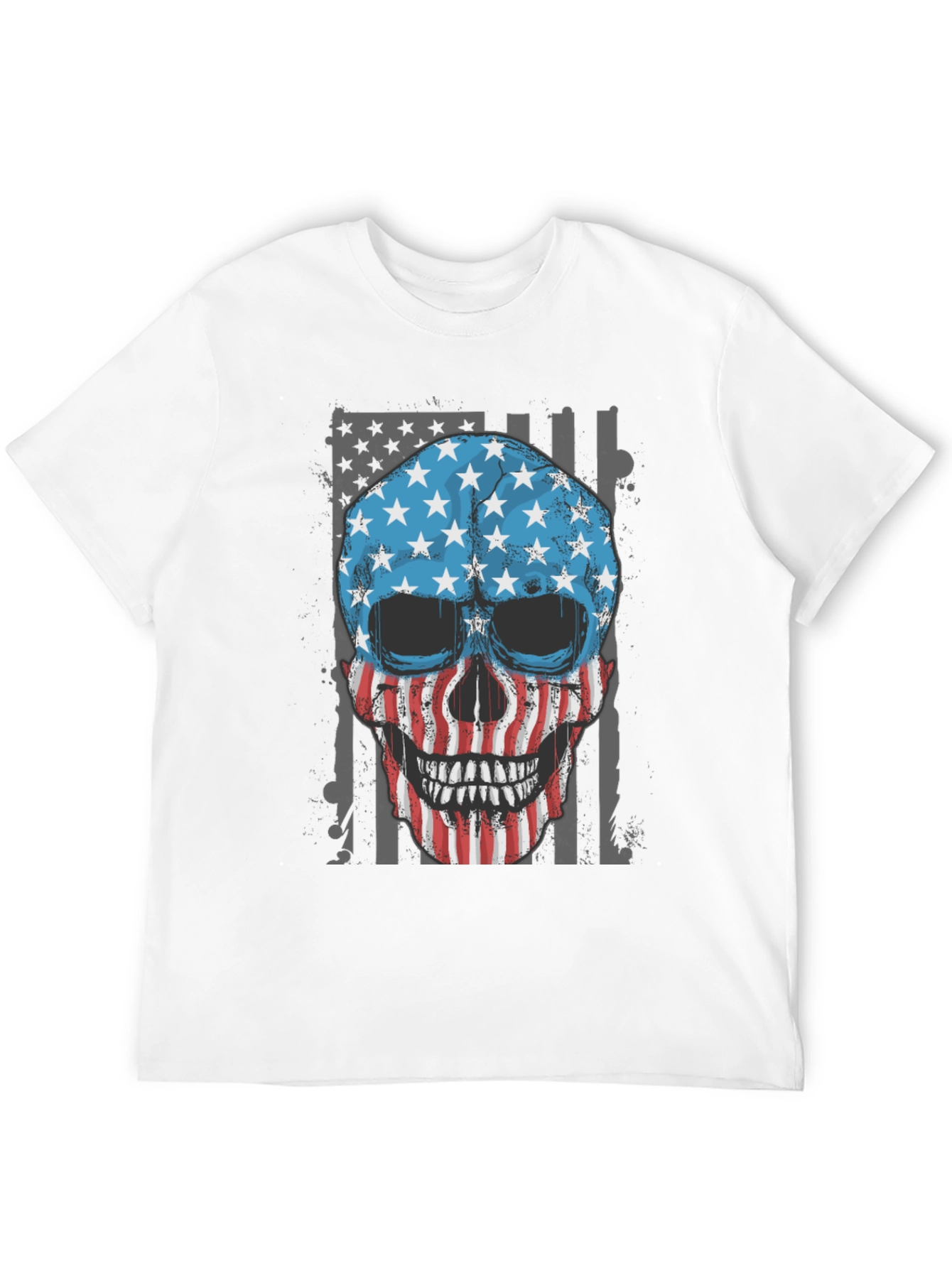American Flag Skull Graphic T-Shirt Patriotic USA Tee