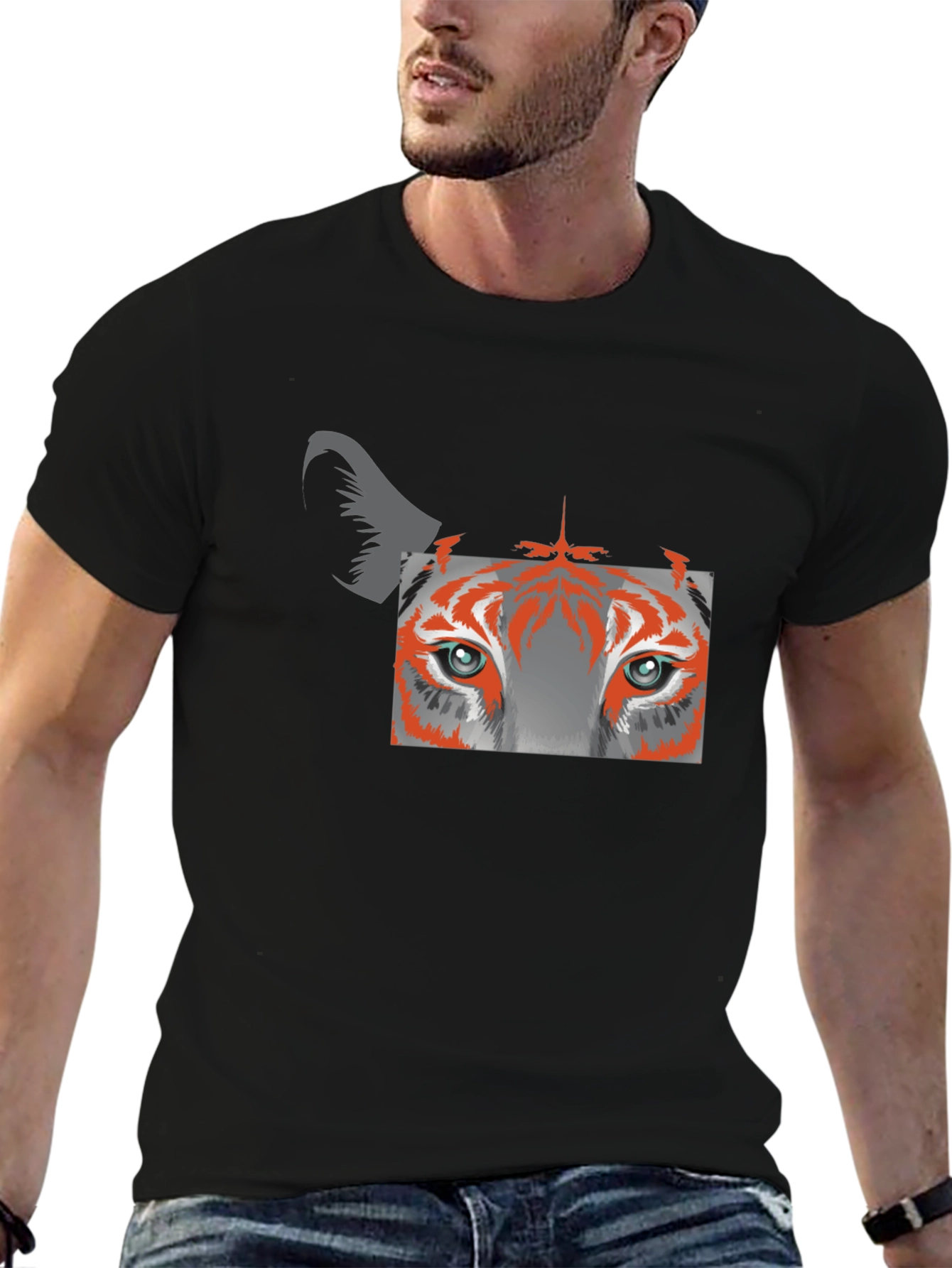 Tiger Eye Graphic Tee - Black Cotton Blend