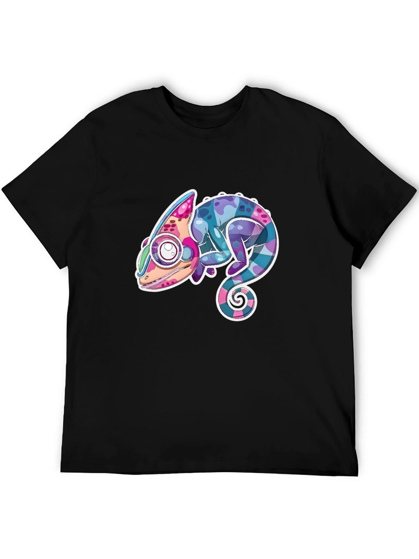 Cool Chameleon Graphic Tee - Black Cotton