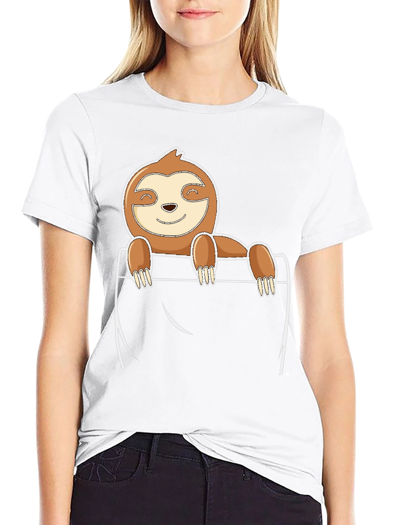 Sloth Pocket T-Shirt - Cute Cartoon Animal Tee