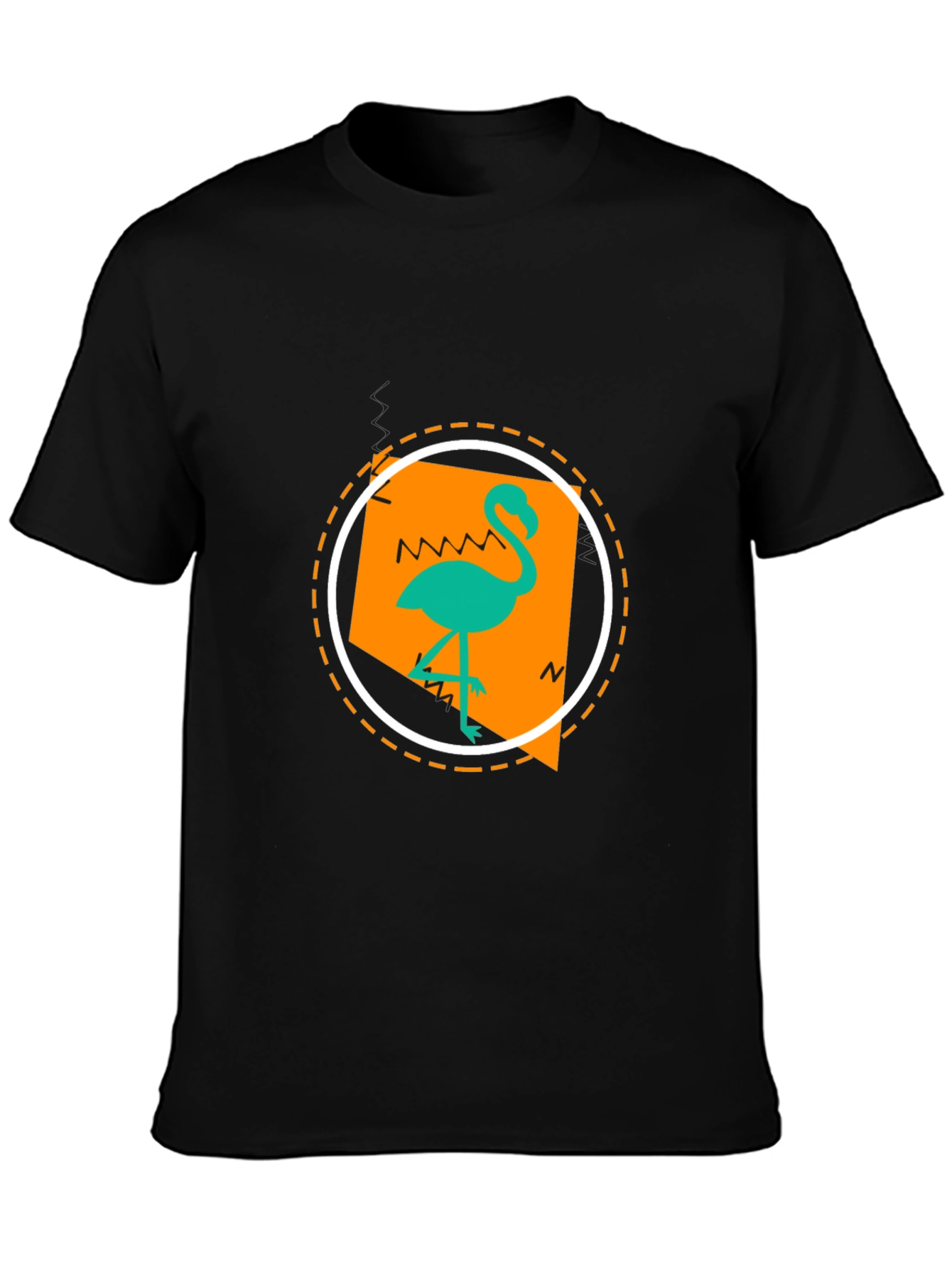 Tropical Flamingo Graphic Print Black T-Shirt