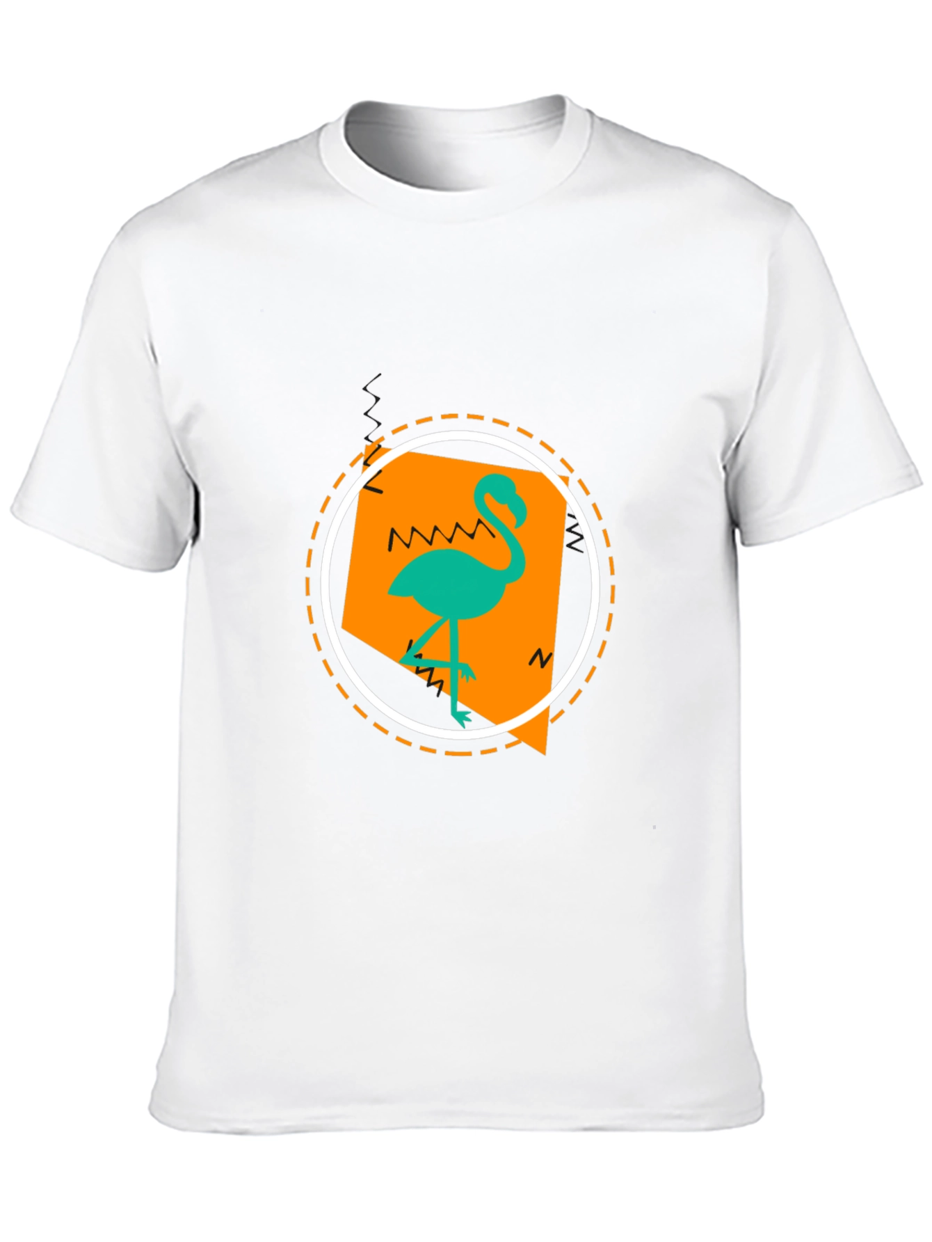 Tropical Flamingo Graphic Print Black T-Shirt
