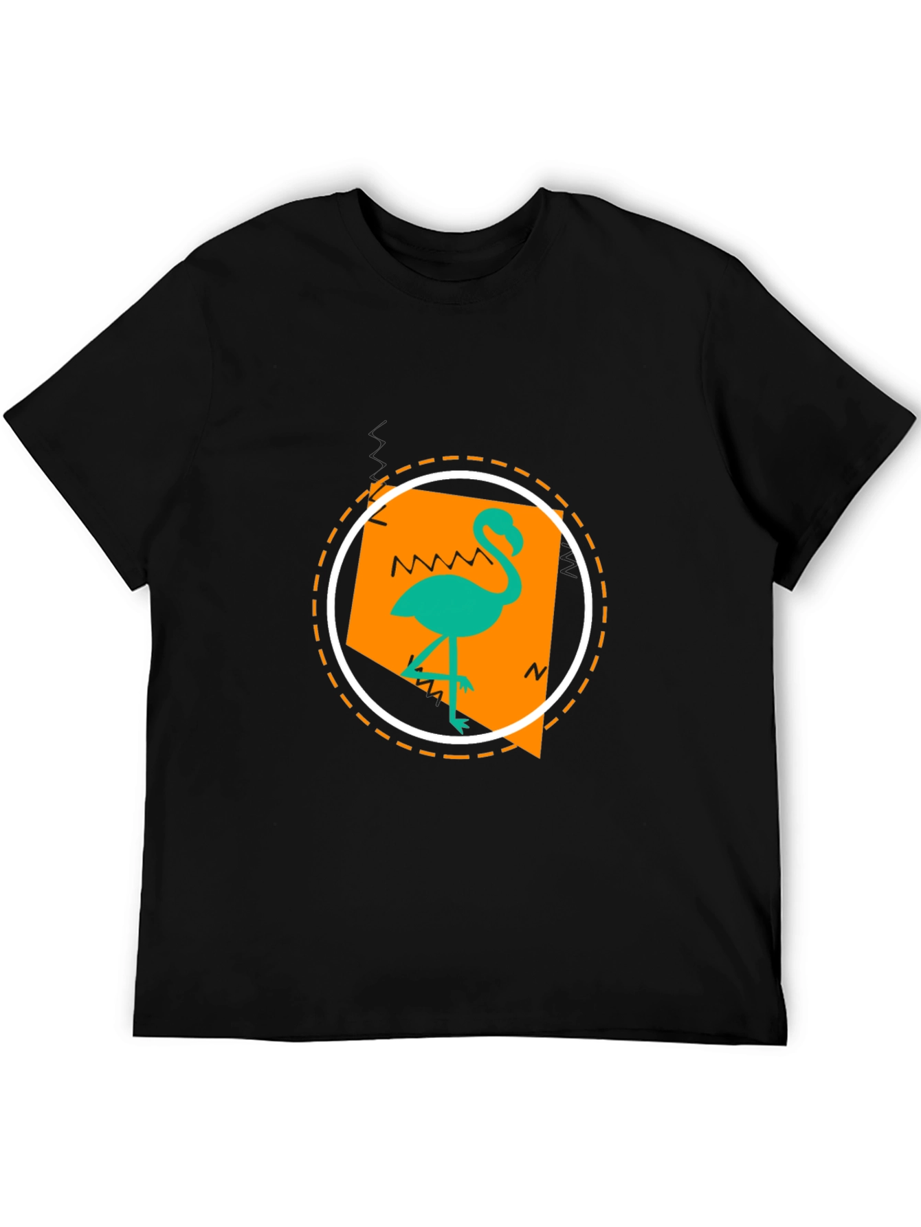 Tropical Flamingo Graphic Print Black T-Shirt