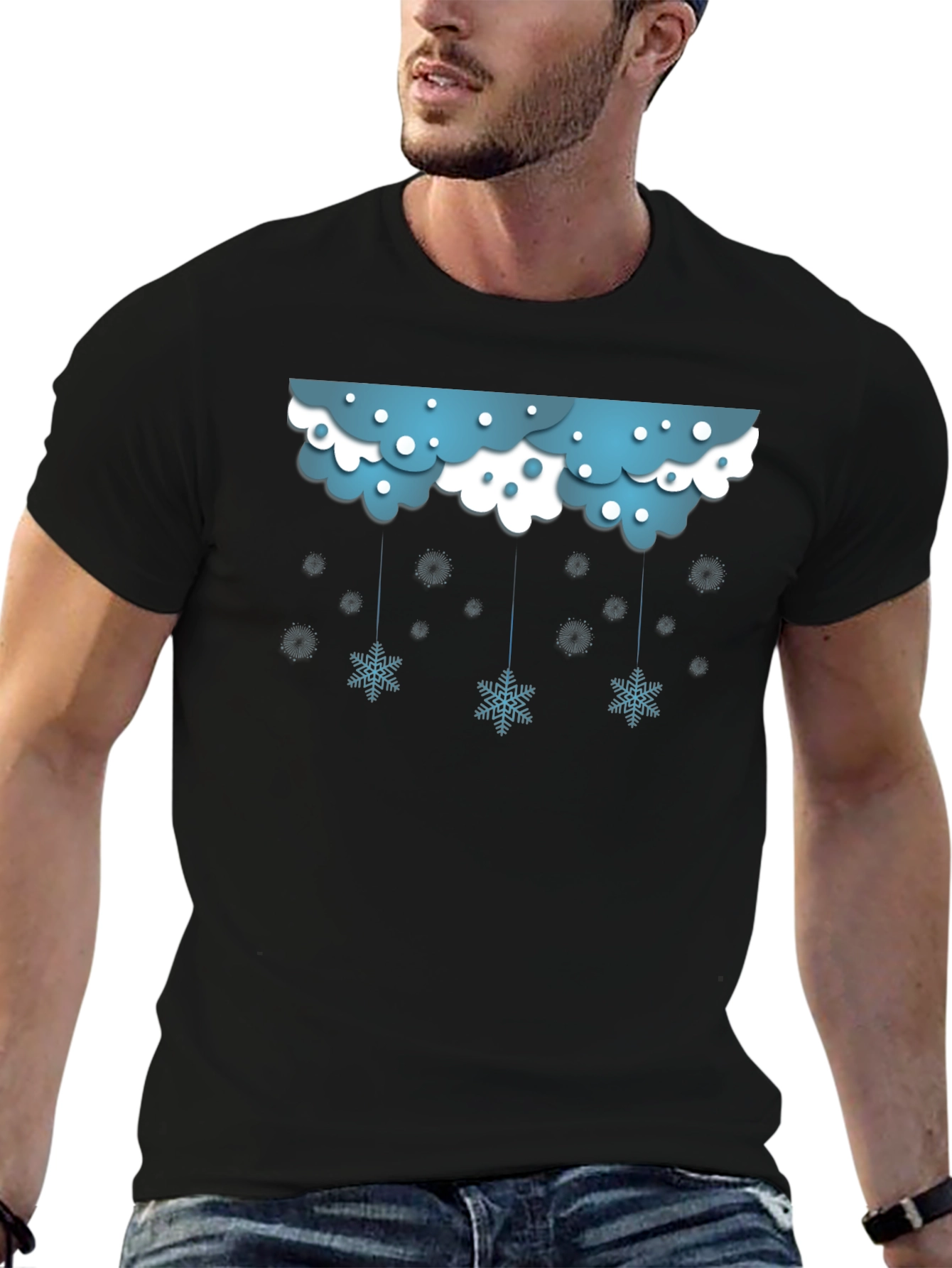 Snowflake Cloud Graphic Black T-Shirt