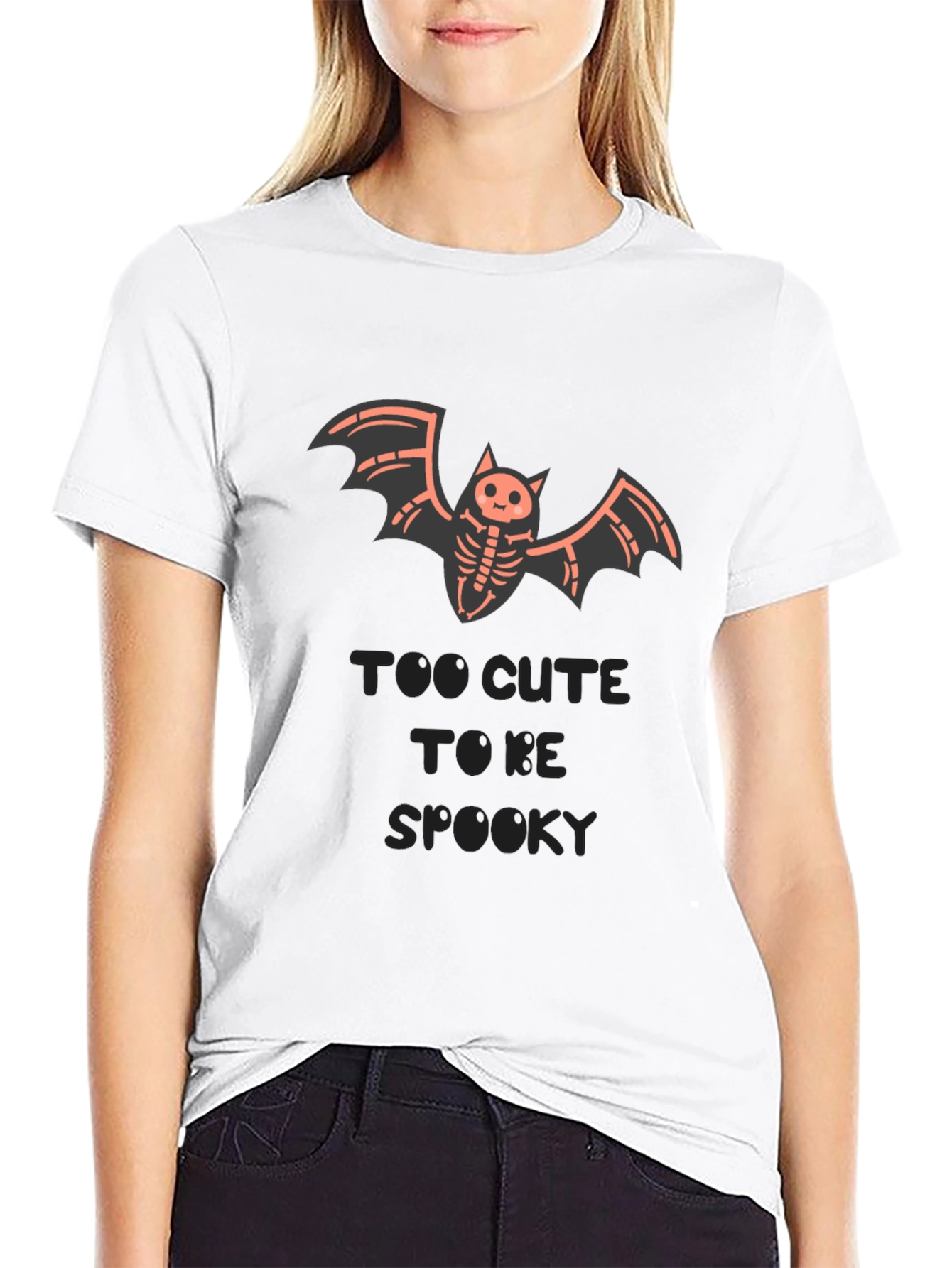 Cute Halloween Bat Skeleton Graphic T-Shirt