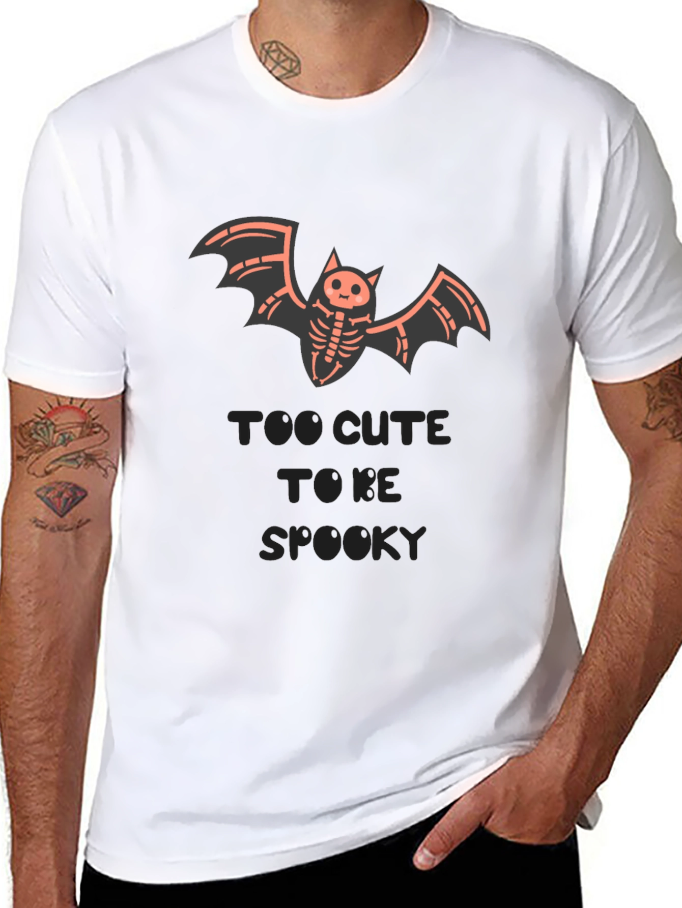 Cute Halloween Bat Skeleton Graphic T-Shirt