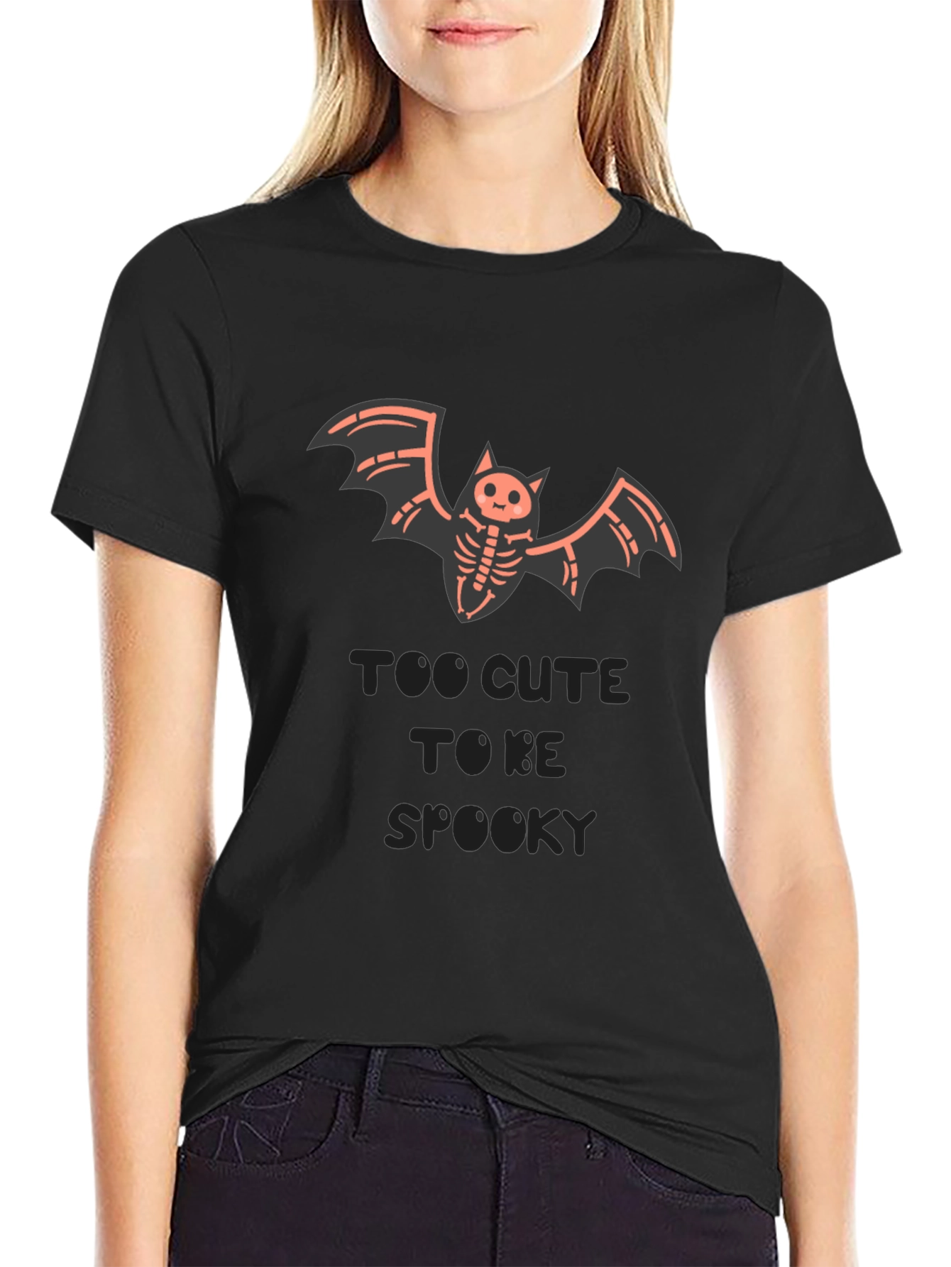 Cute Halloween Bat Skeleton Graphic T-Shirt