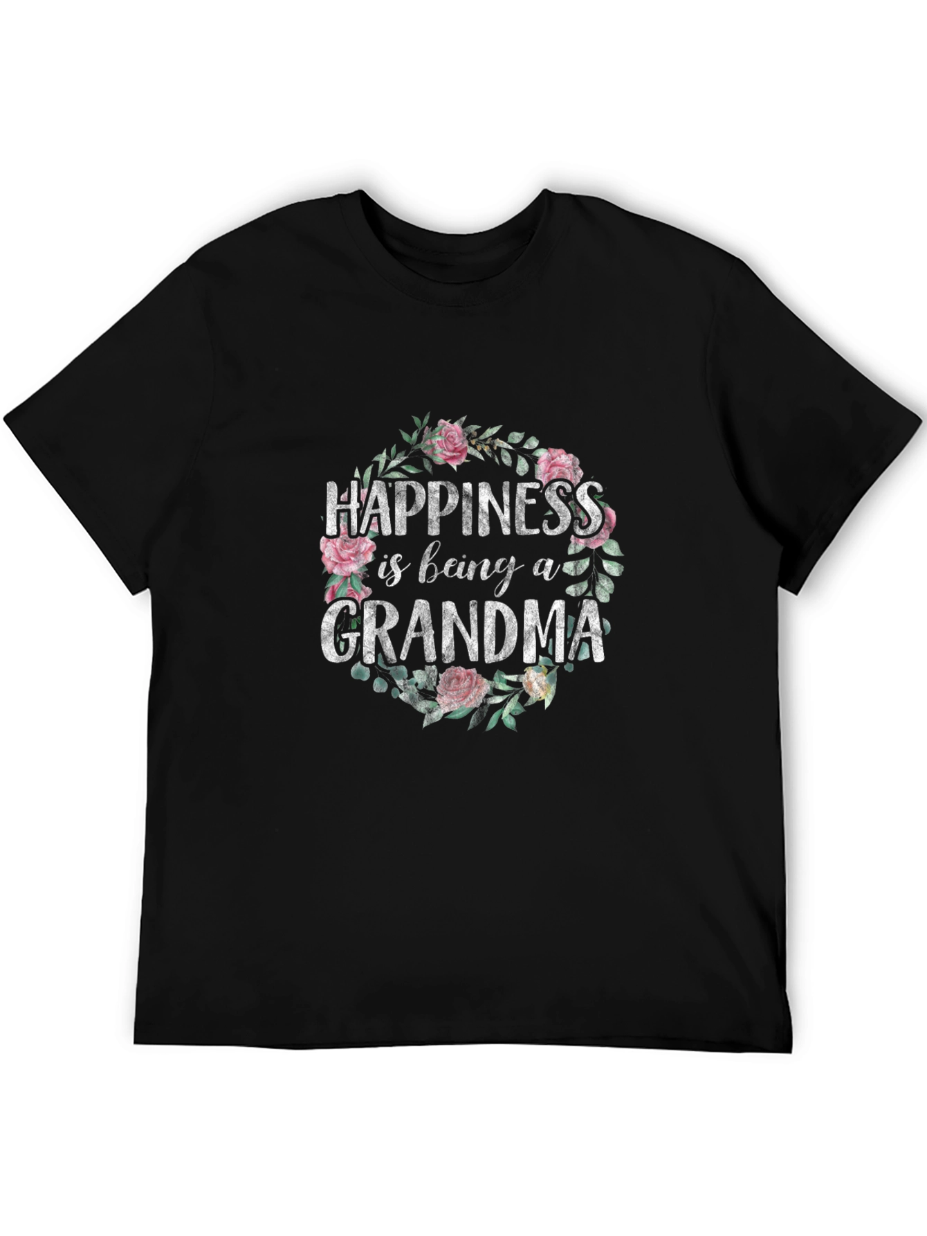 Grandma Happiness Floral Tee - Cute Family Gift
