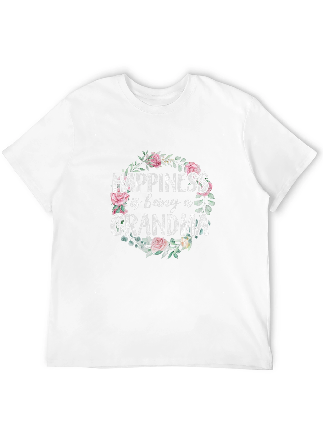 Grandma Happiness Floral Tee - Cute Family Gift