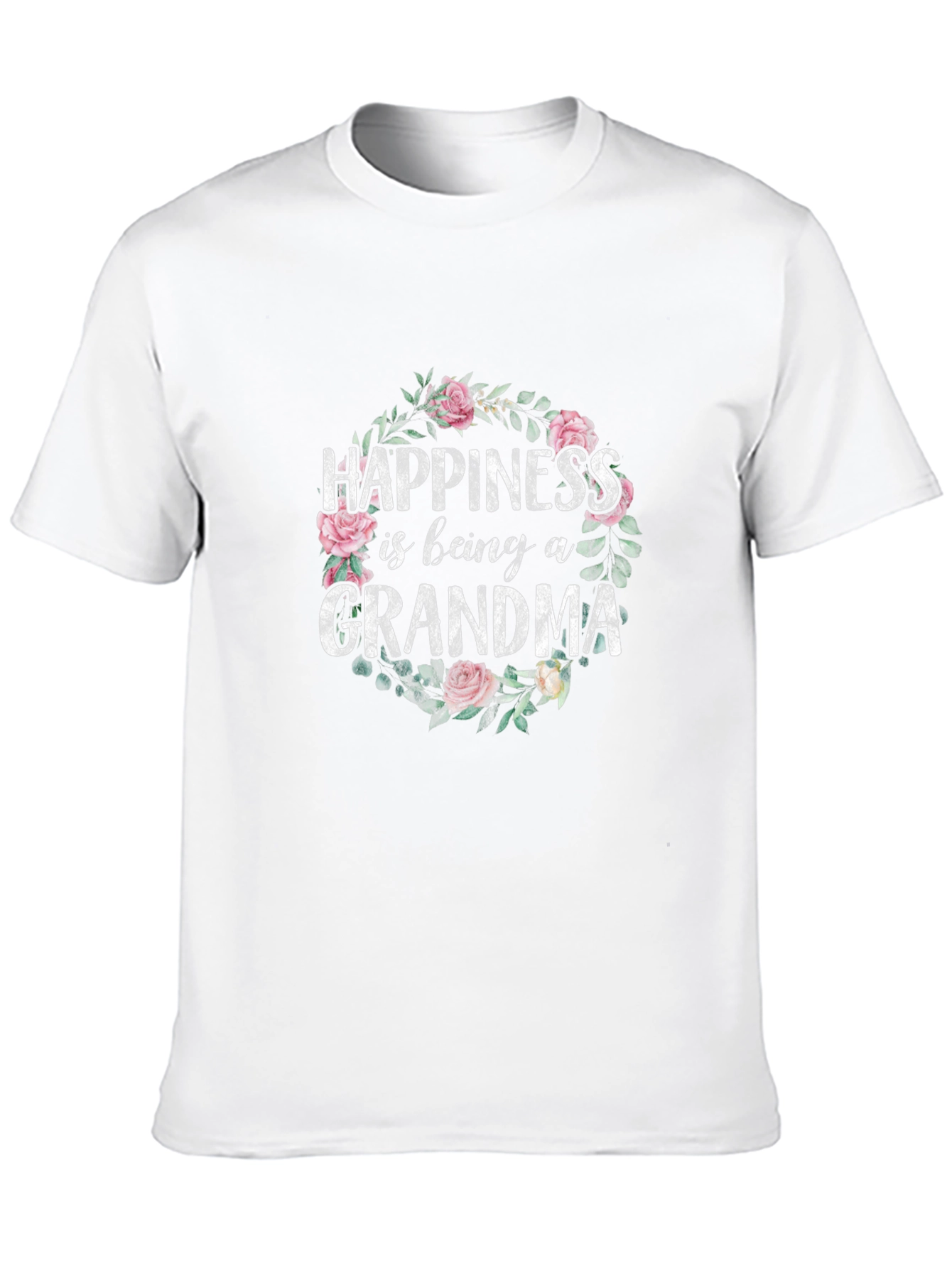 Grandma Happiness Floral Tee - Cute Family Gift