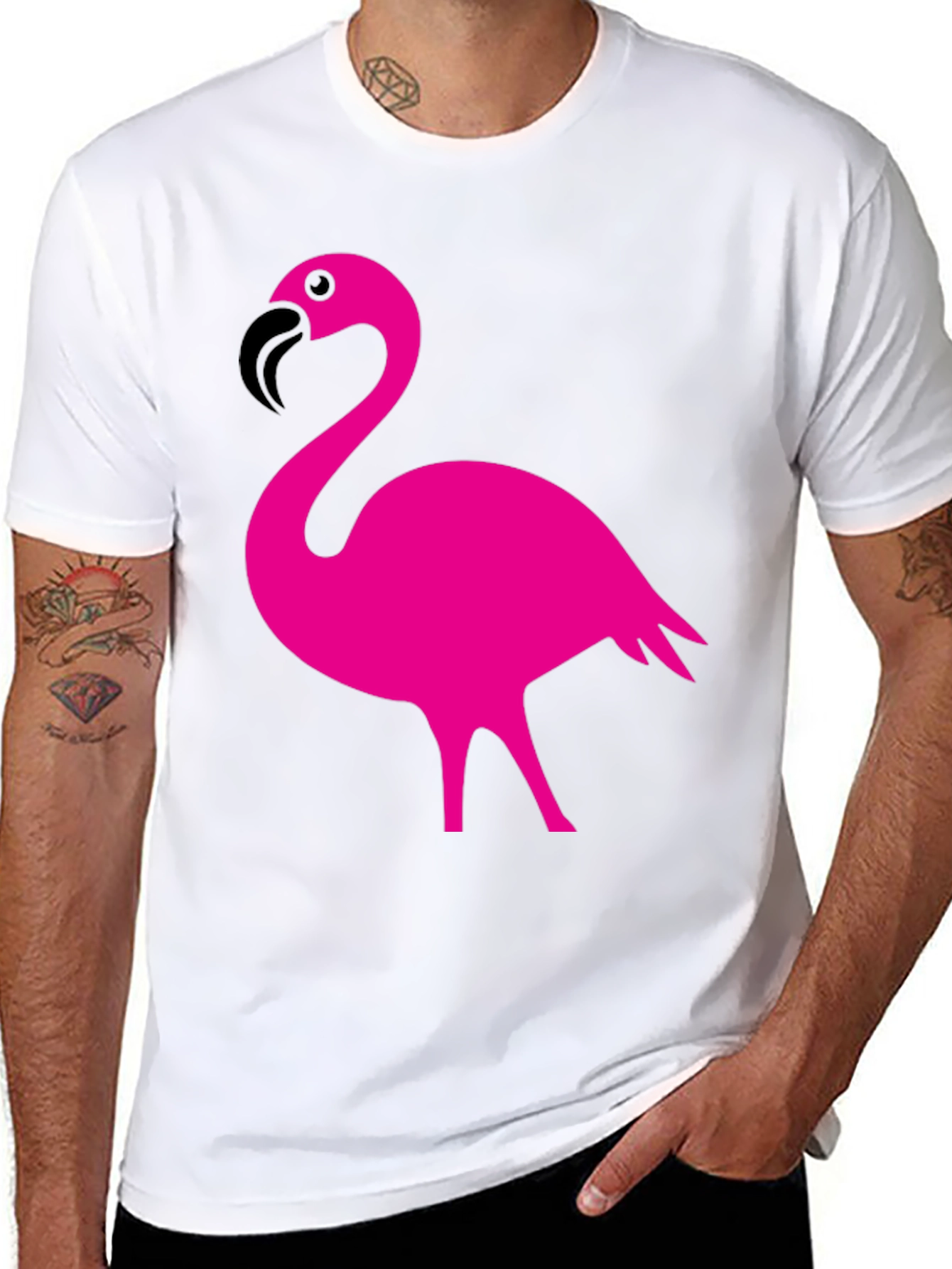 Flamingo Graphic Tee - Stylish Black Cotton T-Shirt