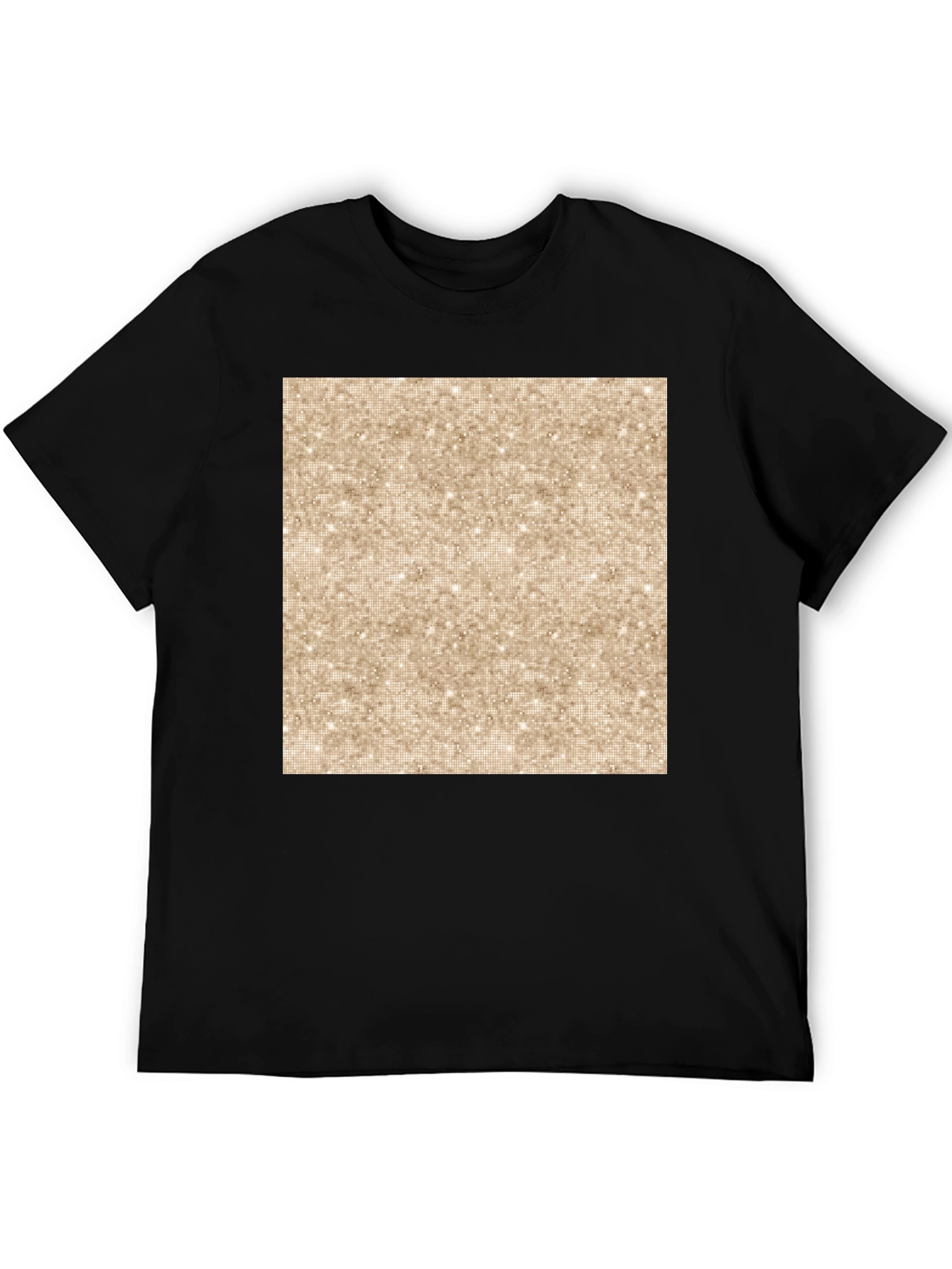 Stylish Black Tee with Glittery Gold Square Graphic