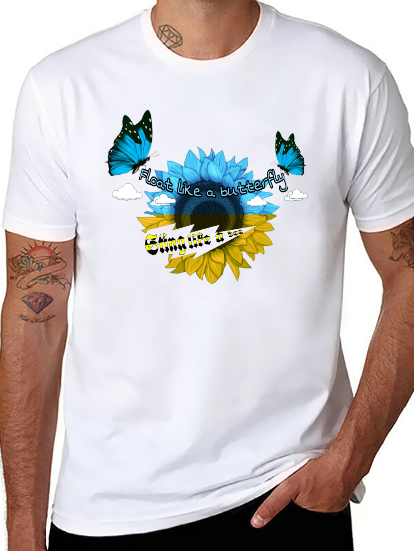 Ukraine Flag Sunflower Butterfly T-Shirt