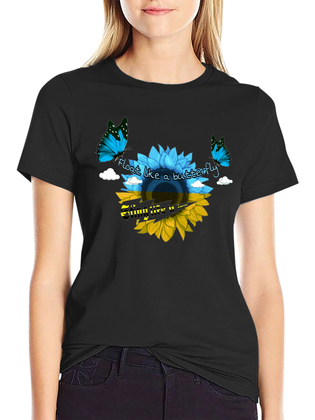 Ukraine Flag Sunflower Butterfly T-Shirt