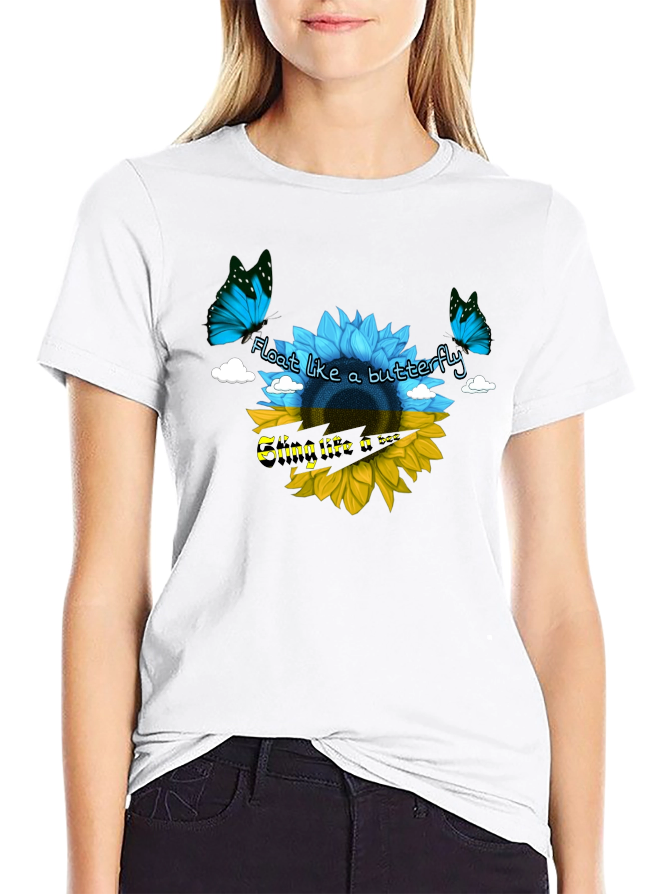 Ukraine Flag Sunflower Butterfly T-Shirt