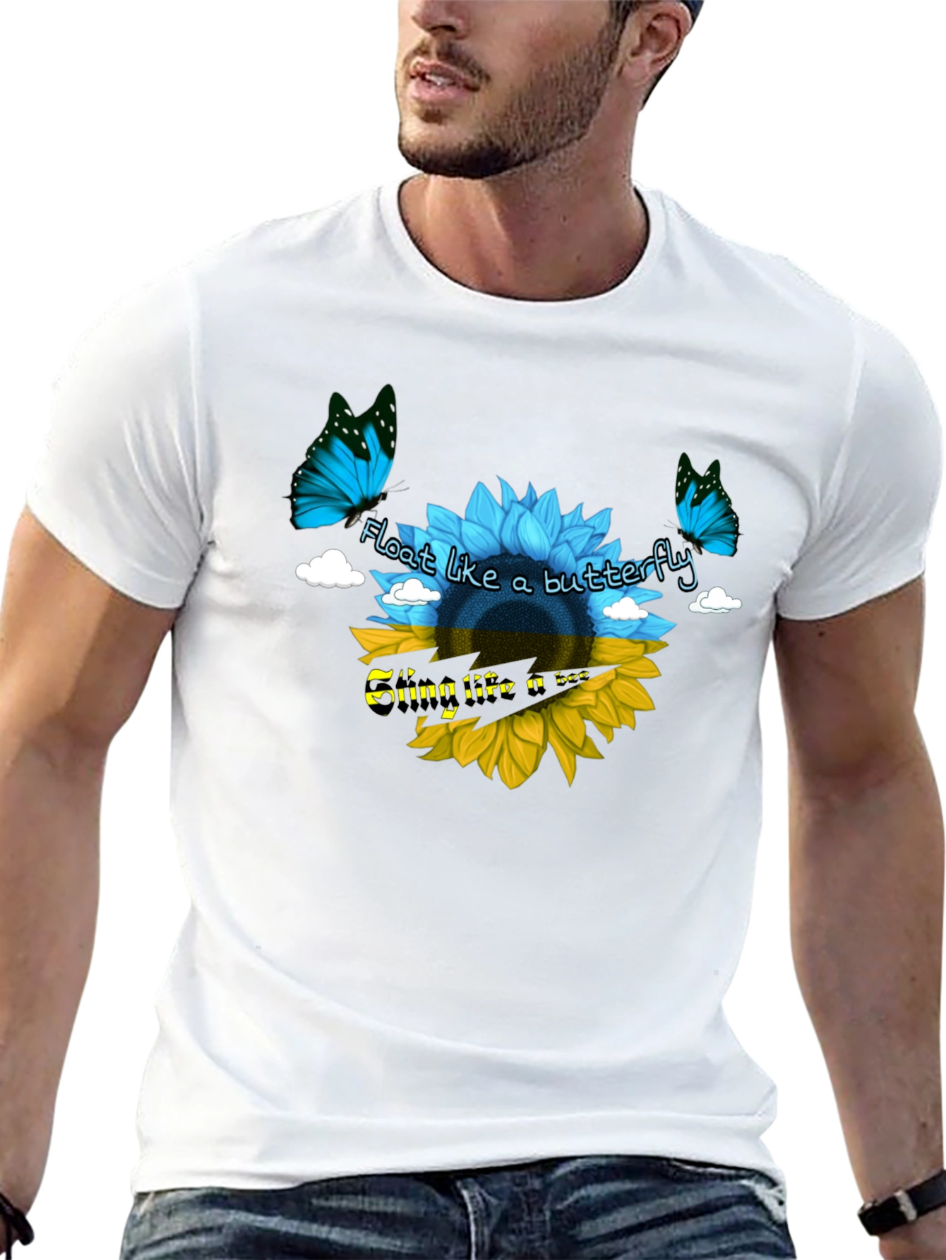 Ukraine Flag Sunflower Butterfly T-Shirt
