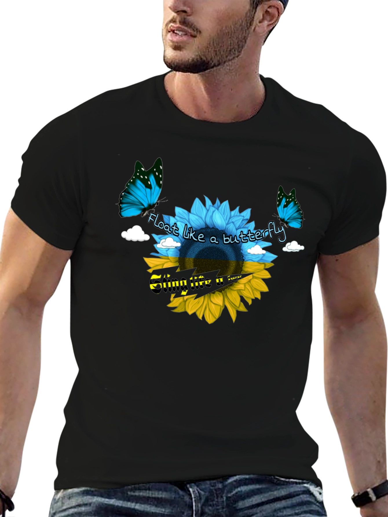Ukraine Flag Sunflower Butterfly T-Shirt