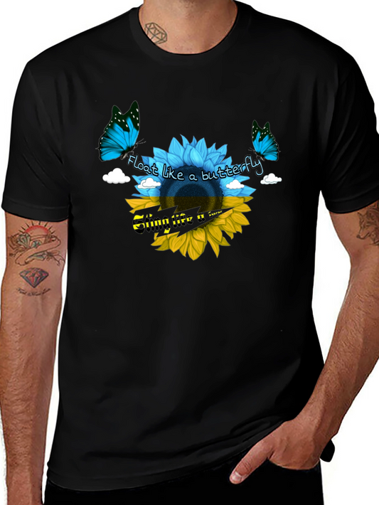 Ukraine Flag Sunflower Butterfly T-Shirt