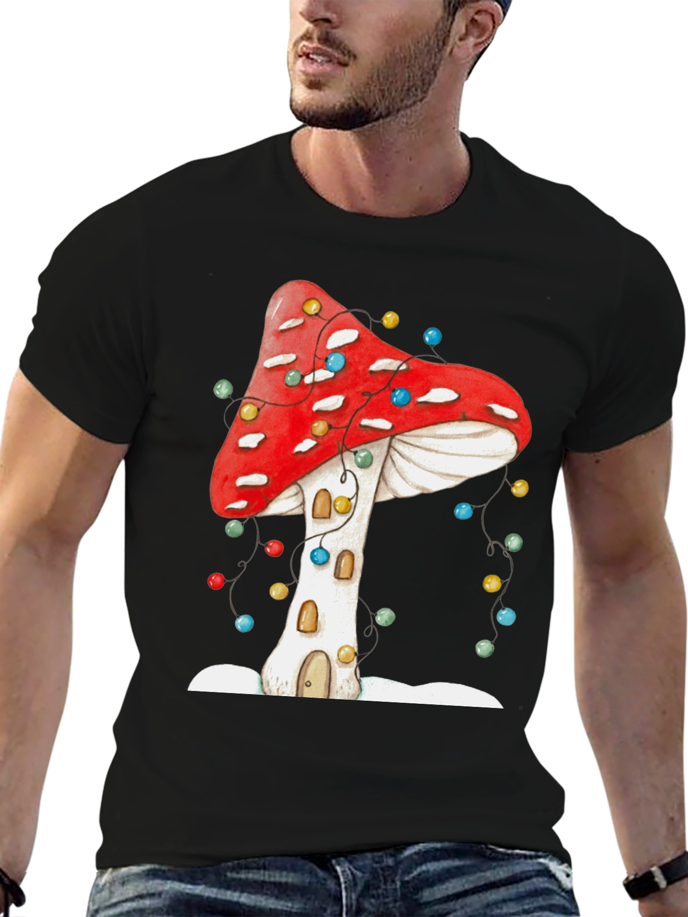 Mushroom House Christmas Light T-Shirt