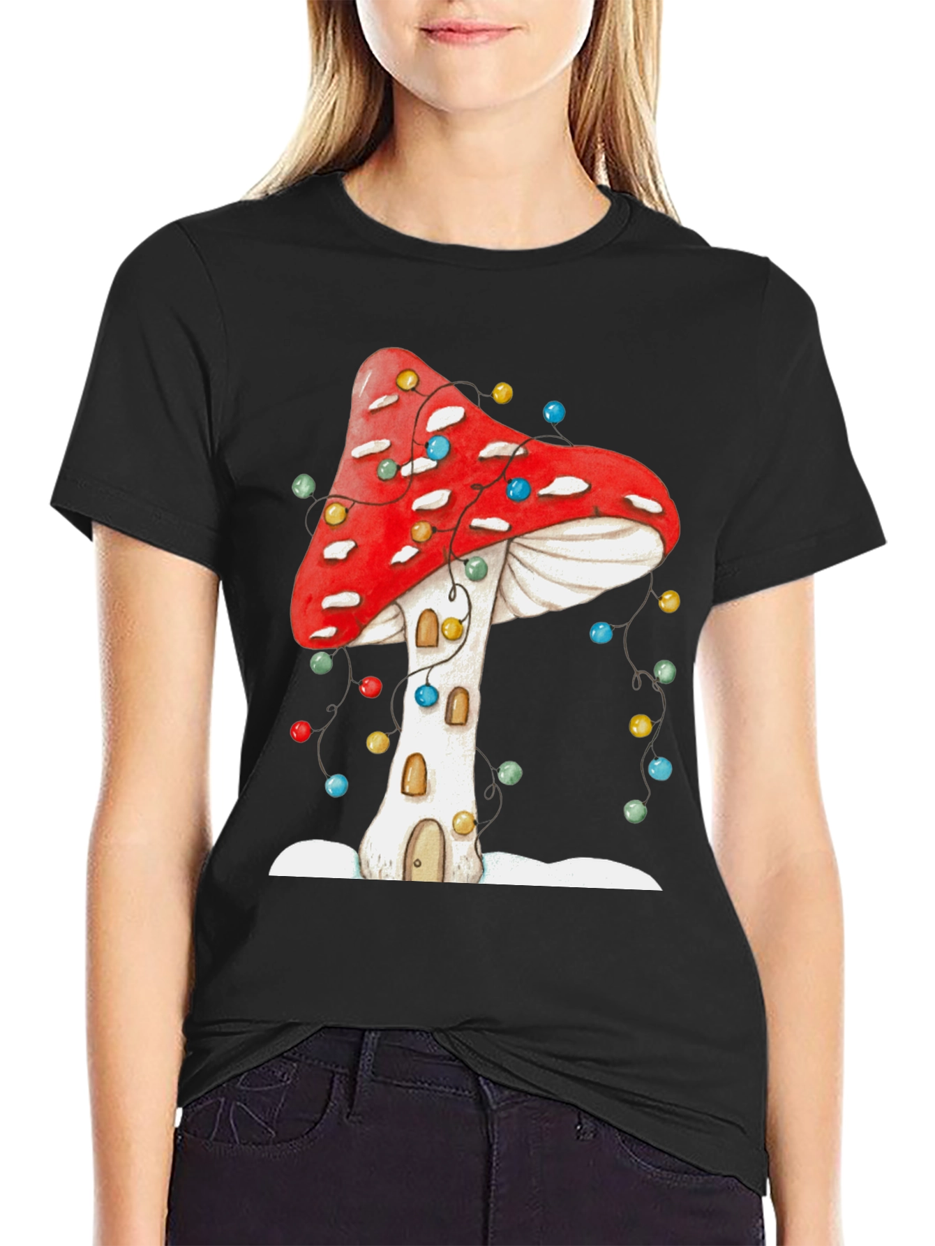 Mushroom House Christmas Light T-Shirt