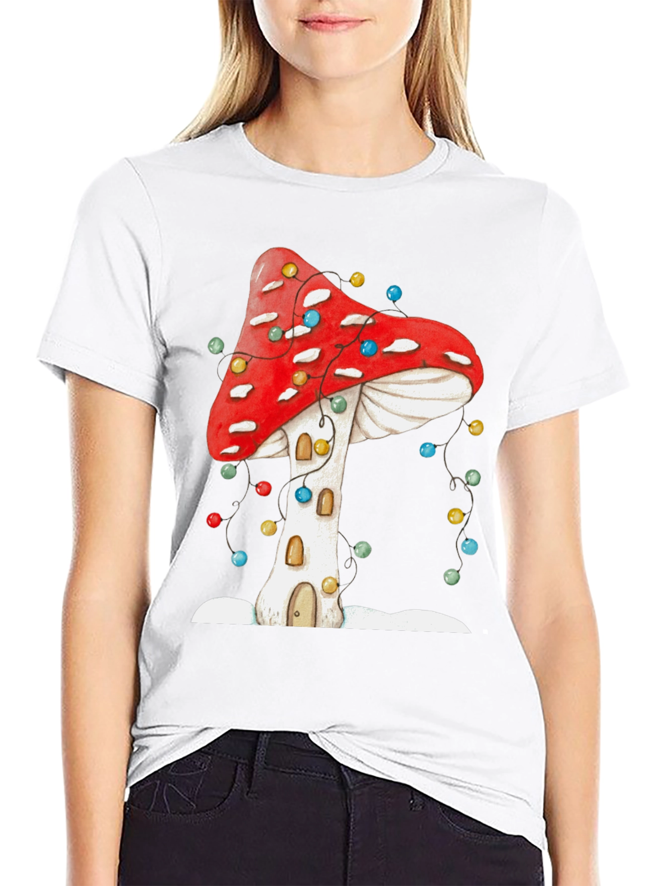 Mushroom House Christmas Light T-Shirt