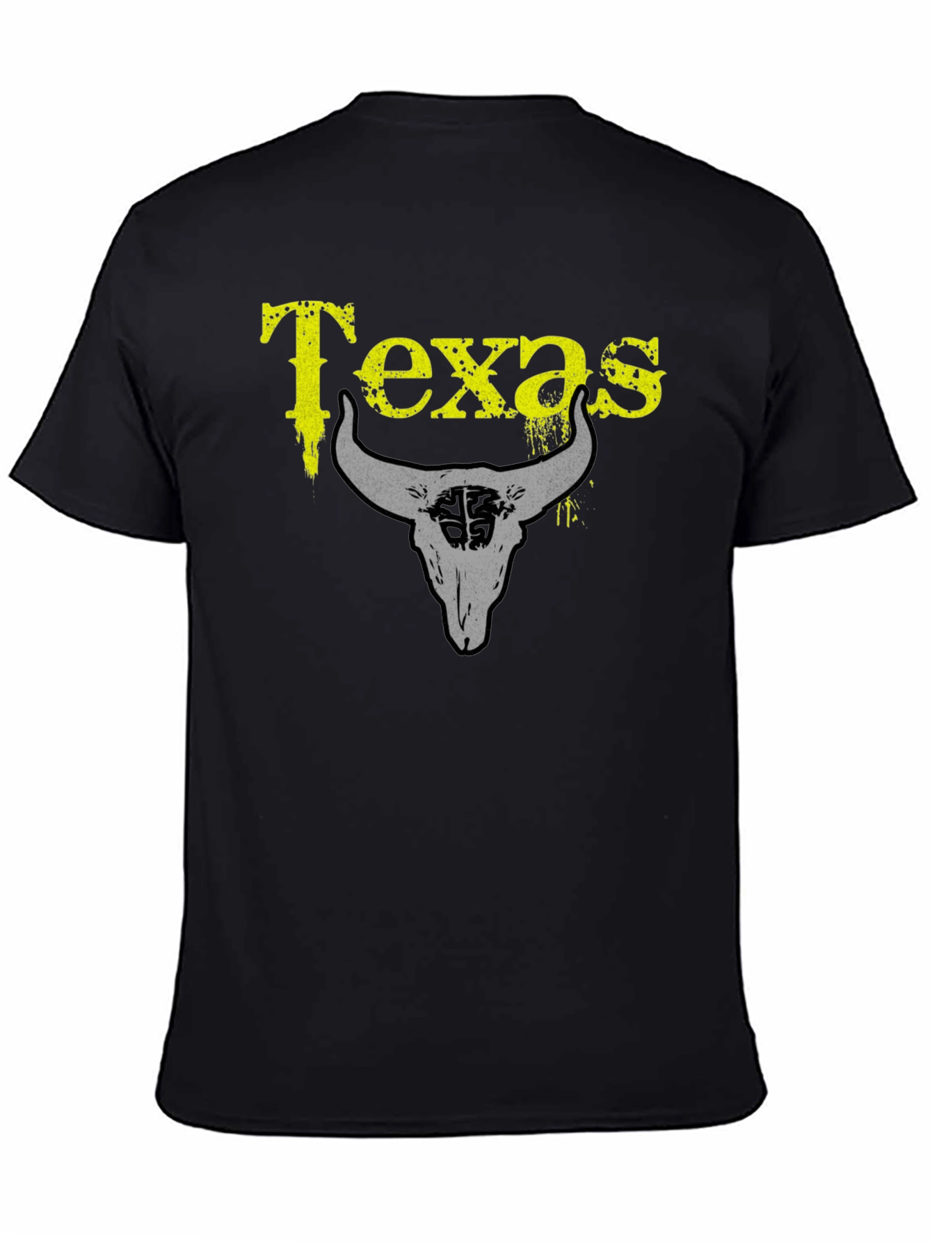 Texas Bull Skull Graphic T-Shirt - Black
