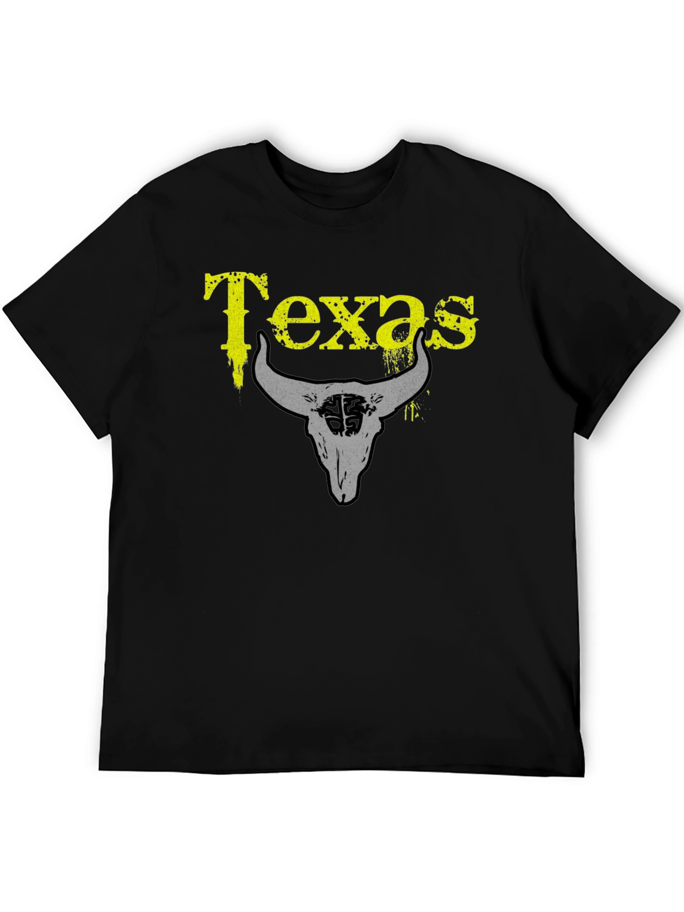 Texas Bull Skull Graphic T-Shirt - Black