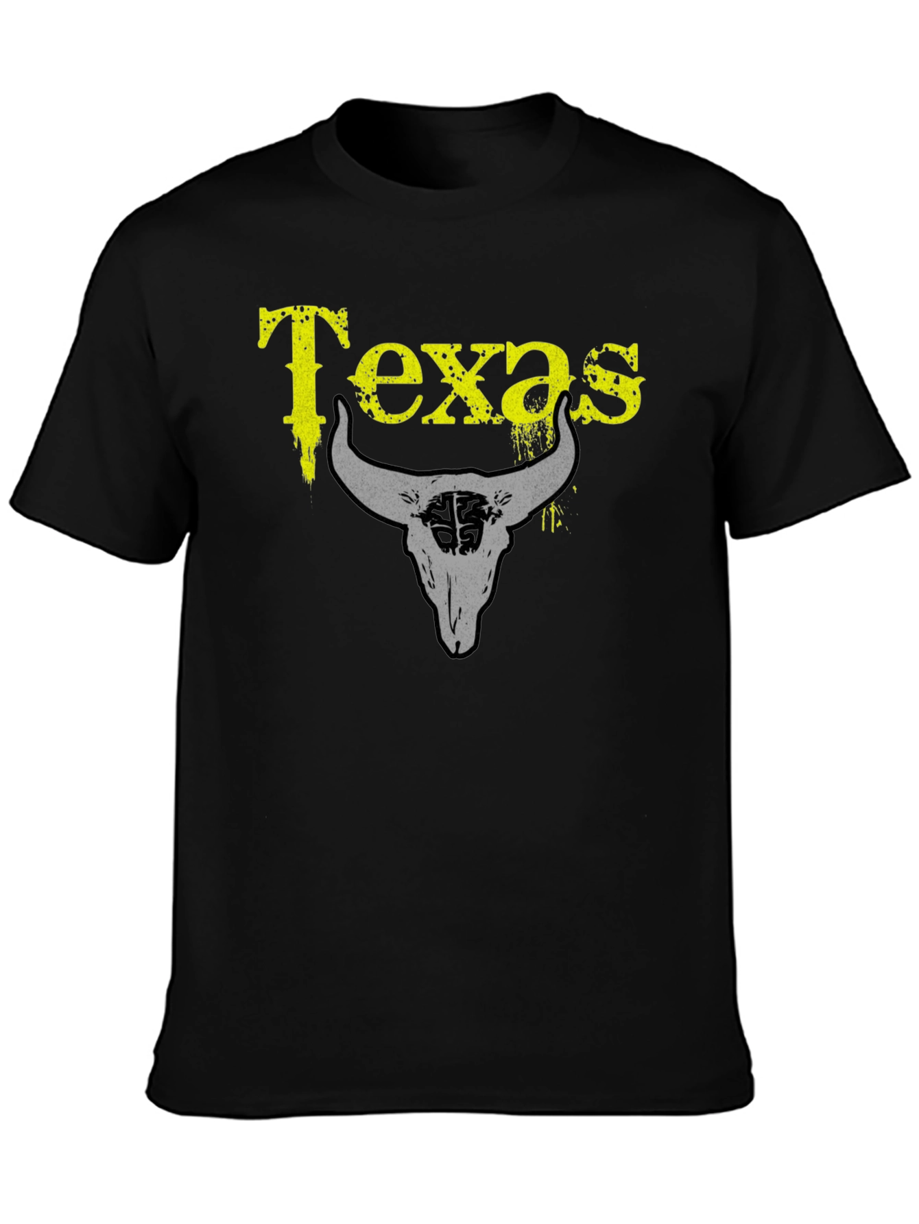 Texas Bull Skull Graphic T-Shirt - Black