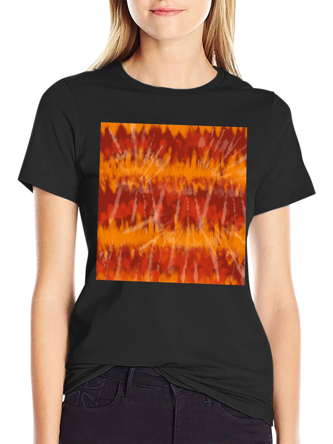 Retro Tie-Dye Graphic Tee - Casual Black T-Shirt