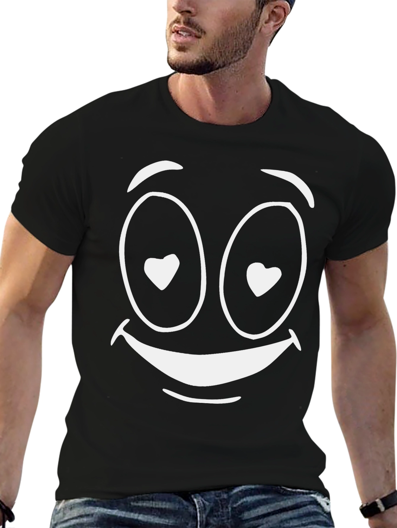 Love Struck Smiley Face T-Shirt - Black