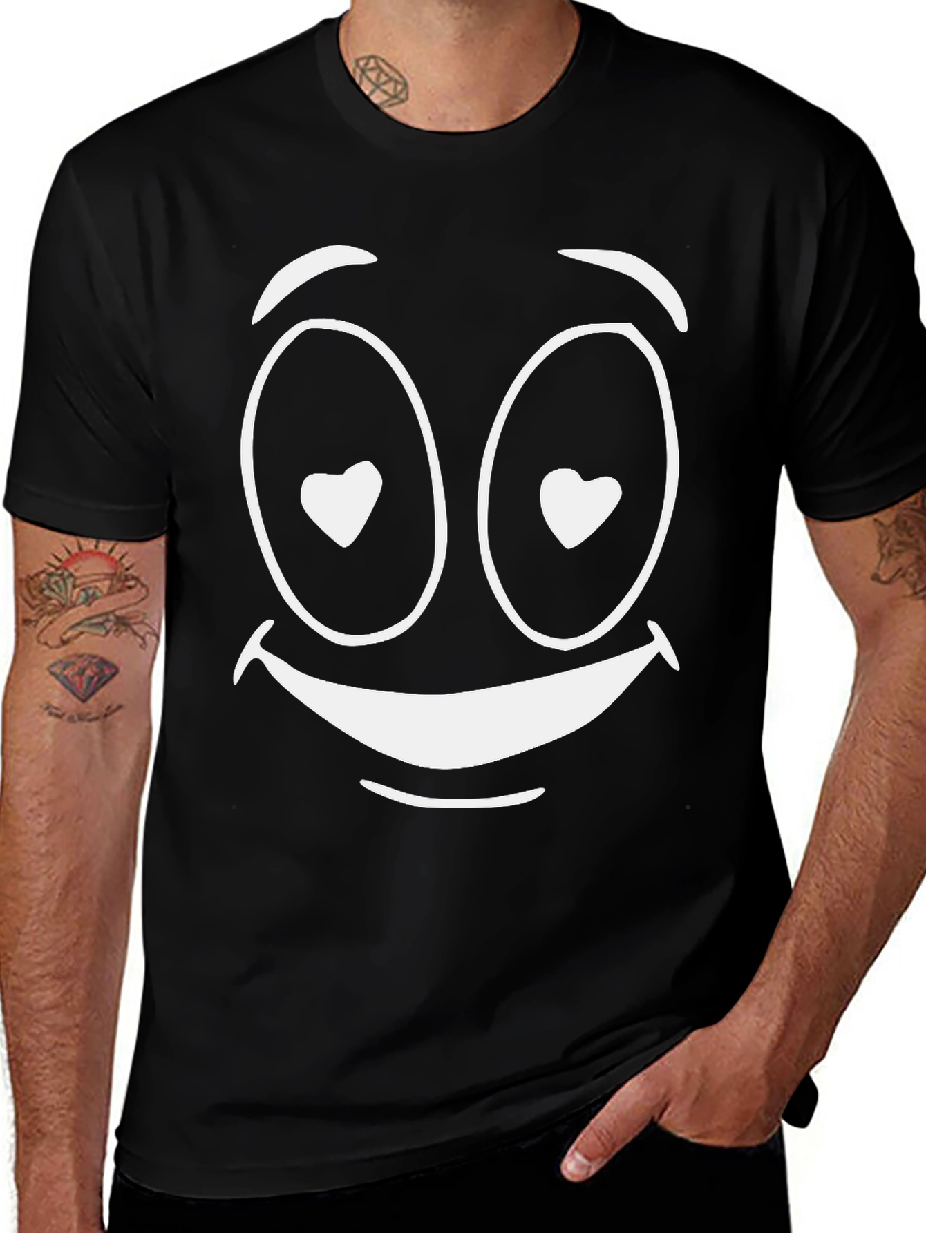 Love Struck Smiley Face T-Shirt - Black