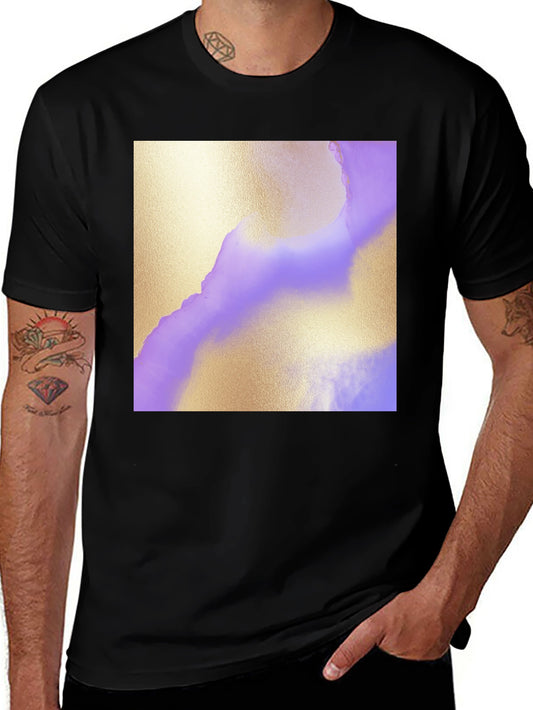 Abstract Gold and Purple Graphic Tee - Mens Black T-Shirt