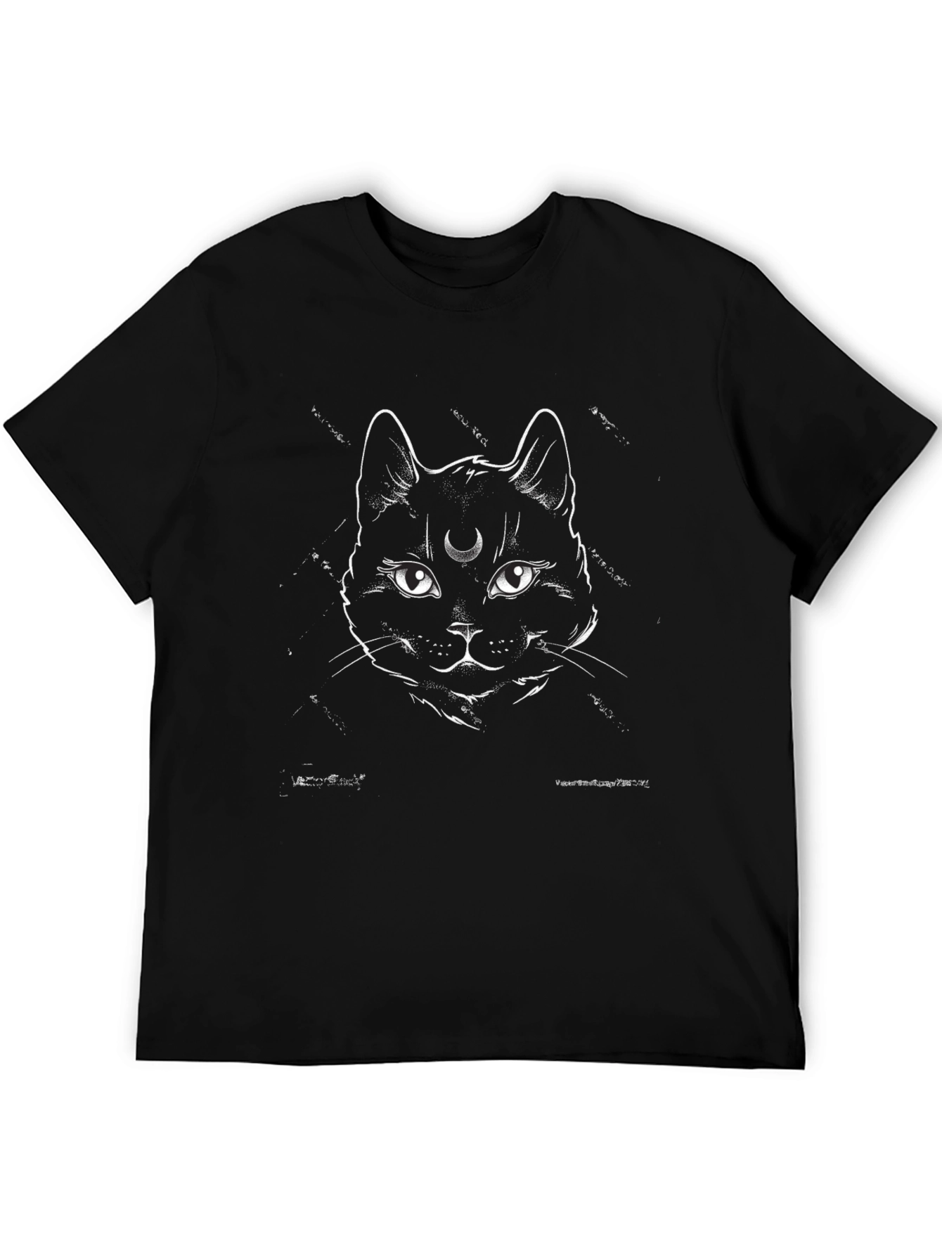 Mystic Cat Graphic Tee - Black Cotton Shirt