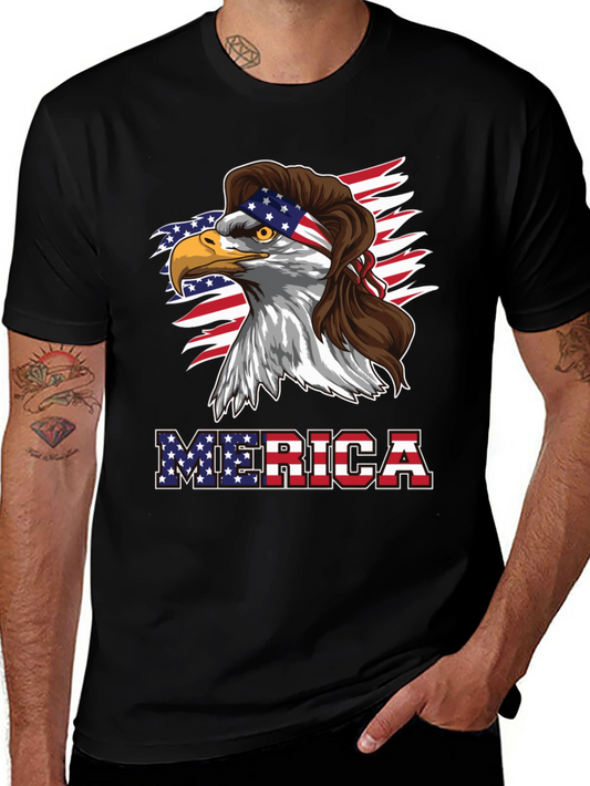 Patriotic Eagle Mullet Graphic T-Shirt