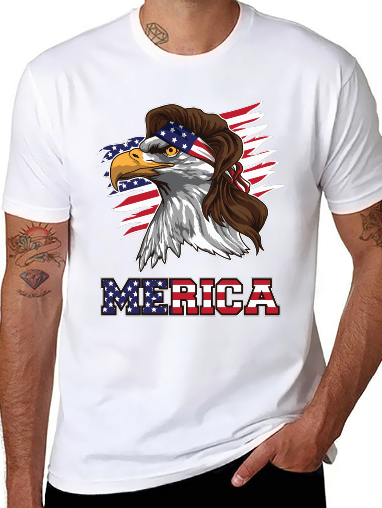 Patriotic Eagle Mullet Graphic T-Shirt