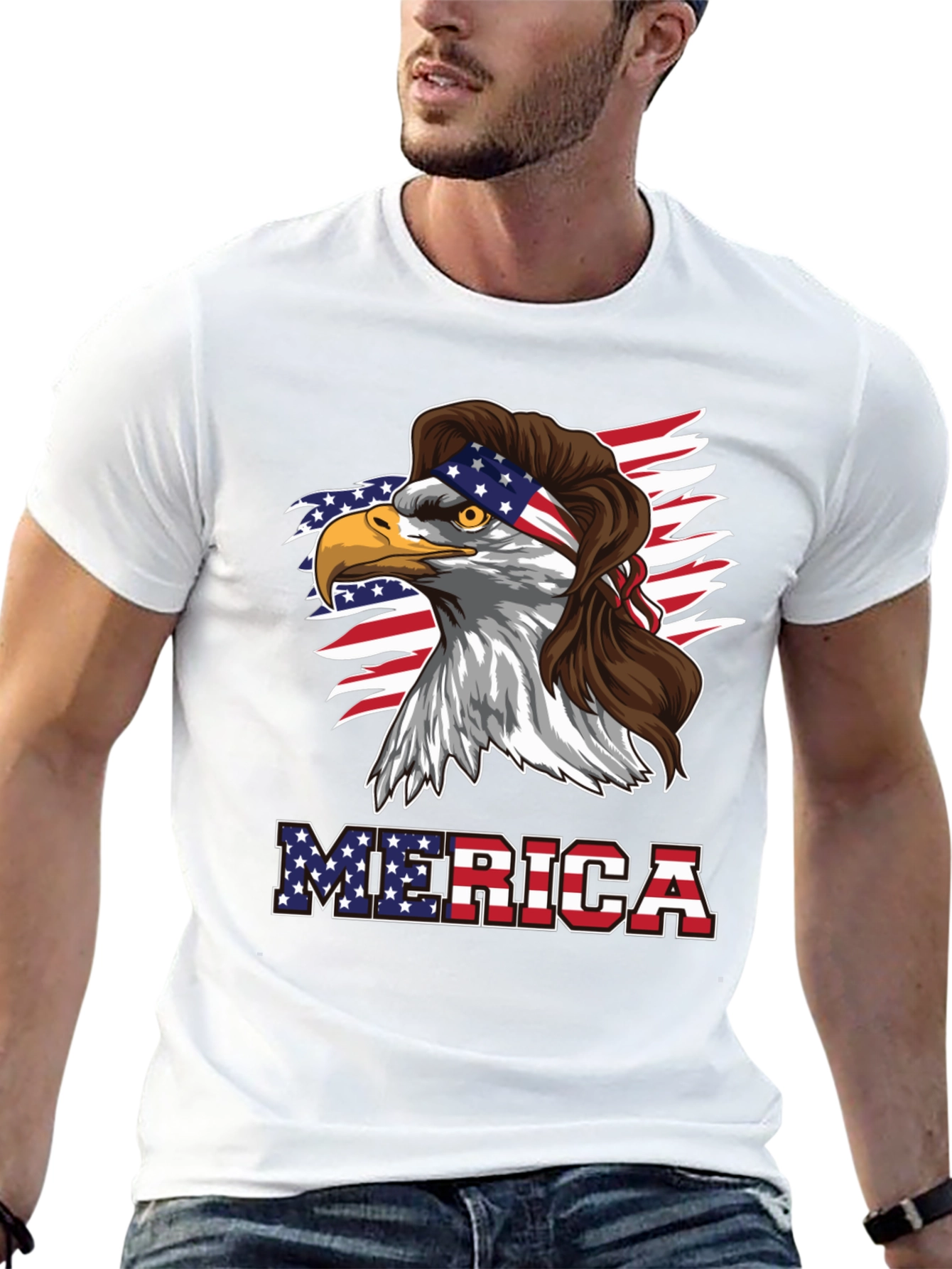 Patriotic Eagle Mullet Graphic T-Shirt
