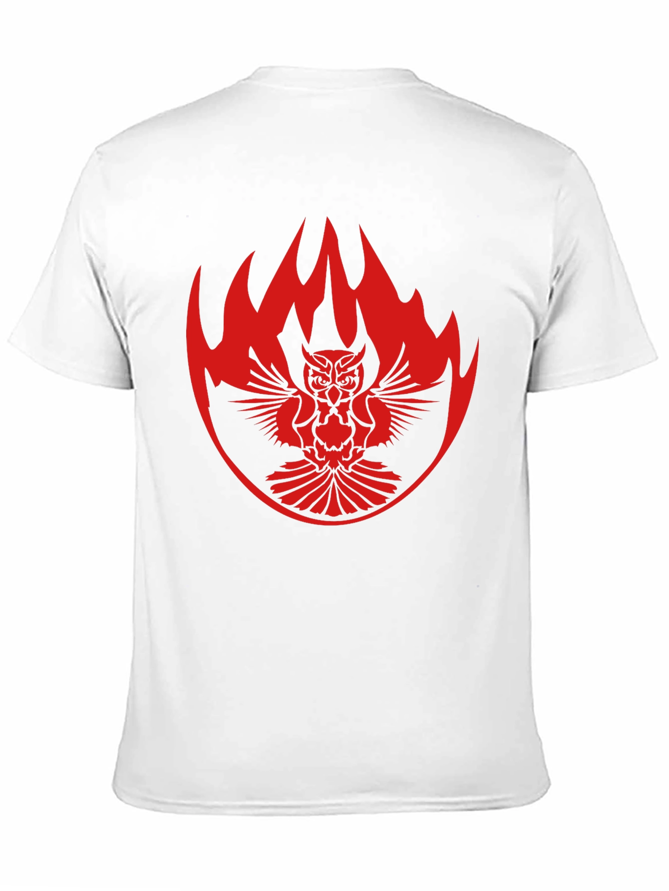 Black T-Shirt with Owl & Flame Design