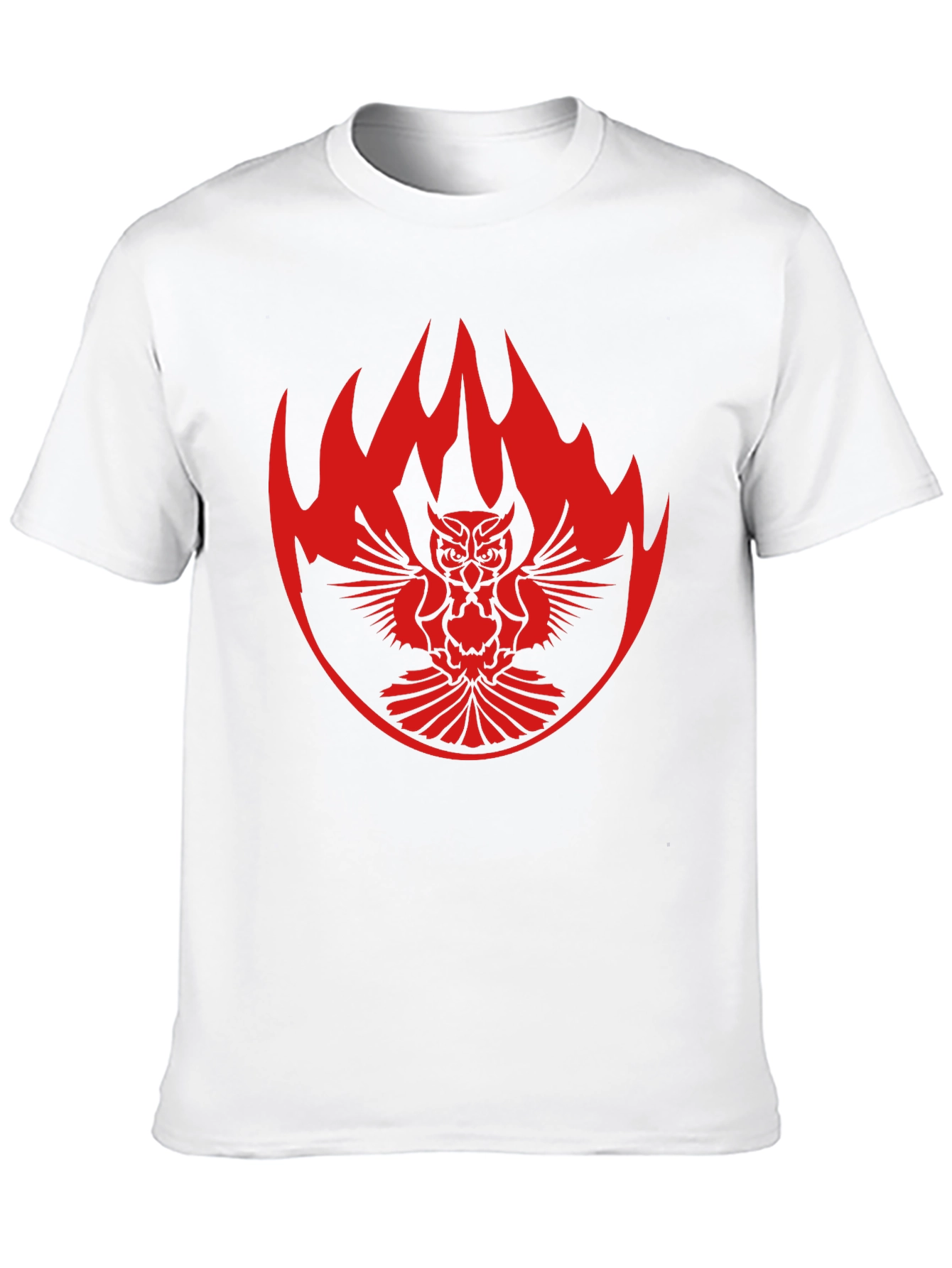 Black T-Shirt with Owl & Flame Design