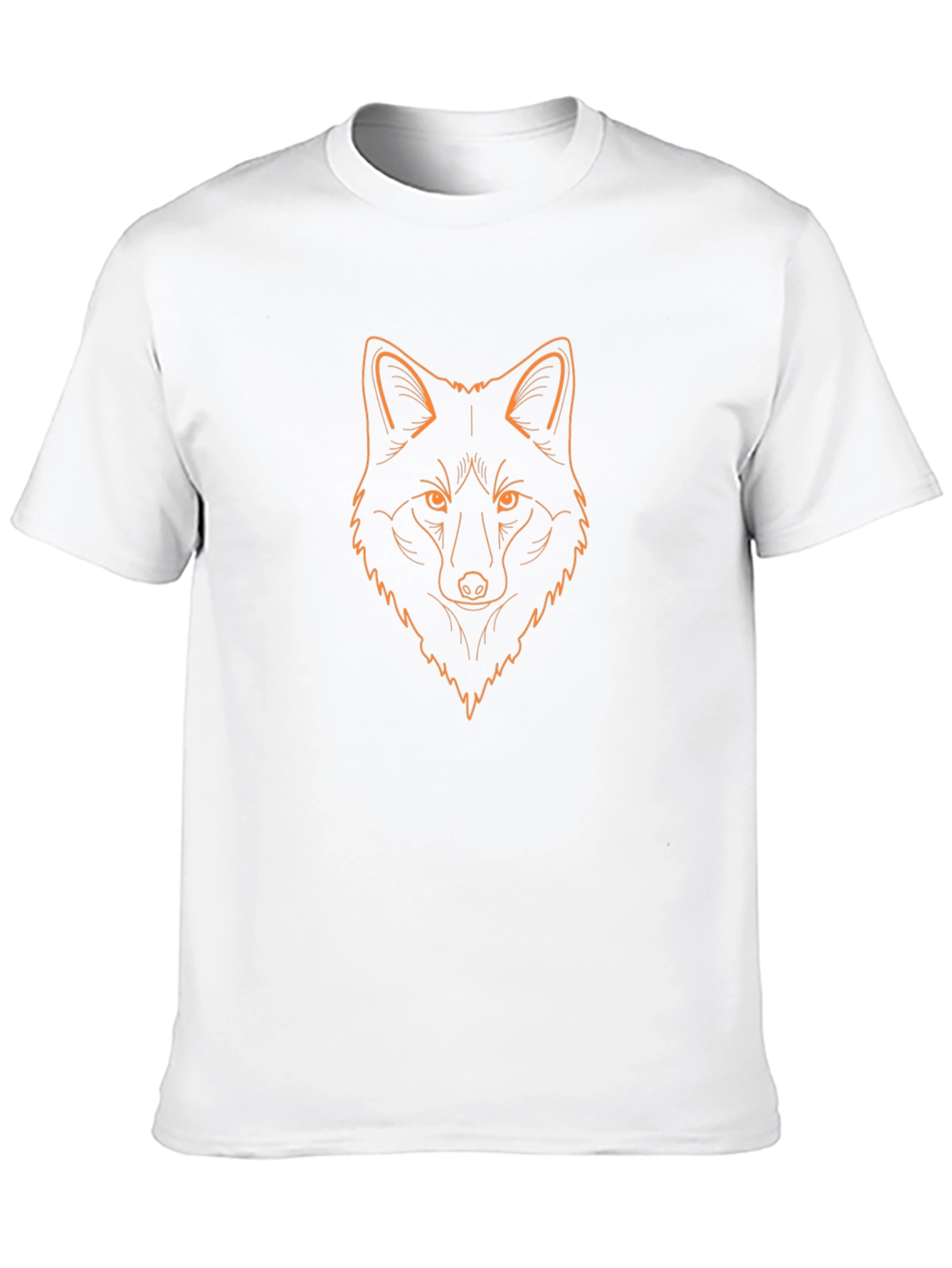 Black T-Shirt with Orange Fox Head Outline Design