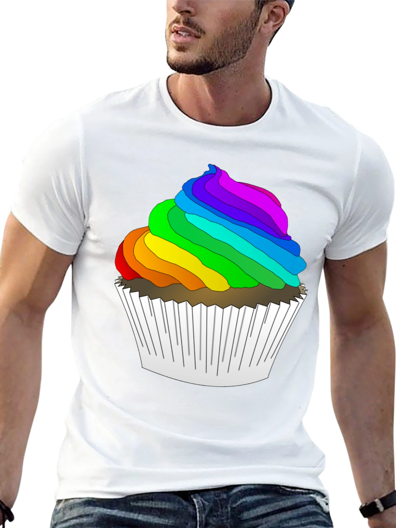Rainbow Cupcake T-Shirt - Fun & Festive!