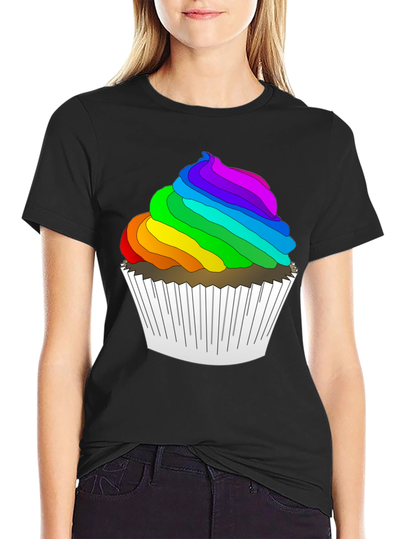 Rainbow Cupcake T-Shirt - Fun & Festive!