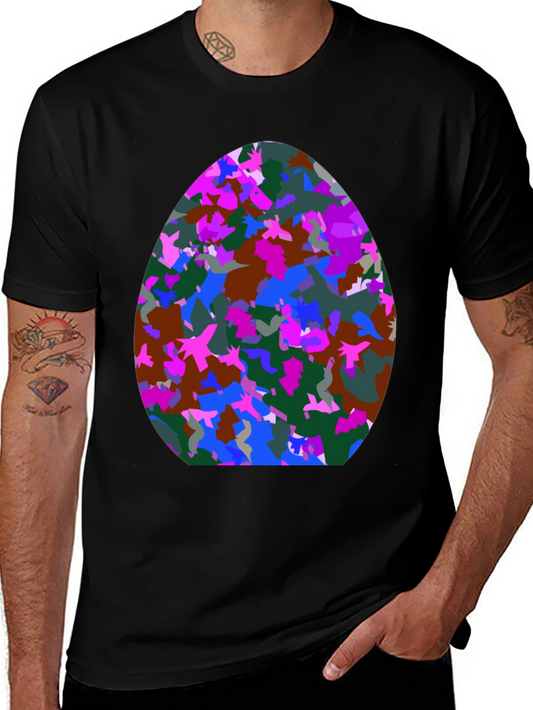 Abstract Egg Pattern Black T-Shirt