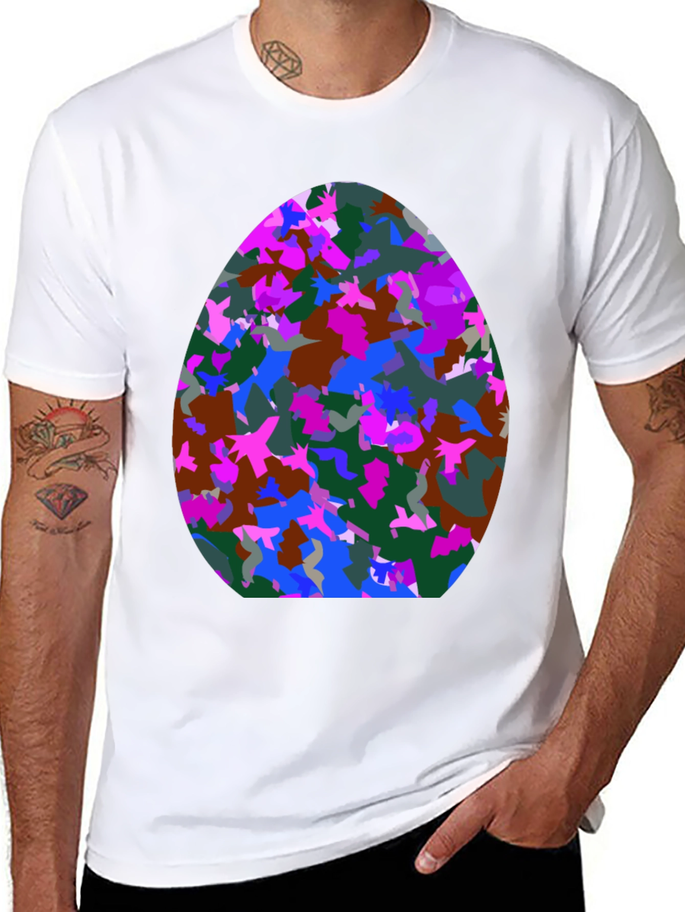 Abstract Egg Pattern Black T-Shirt