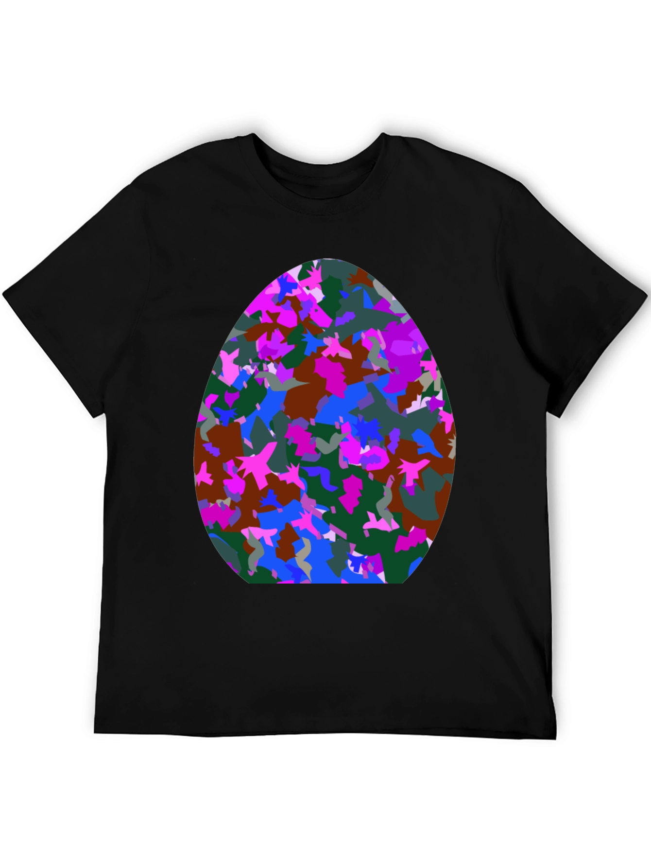 Abstract Egg Pattern Black T-Shirt