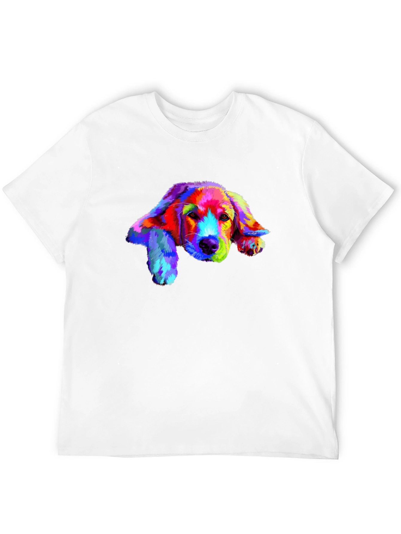 Rainbow Dog Print Black T-Shirt