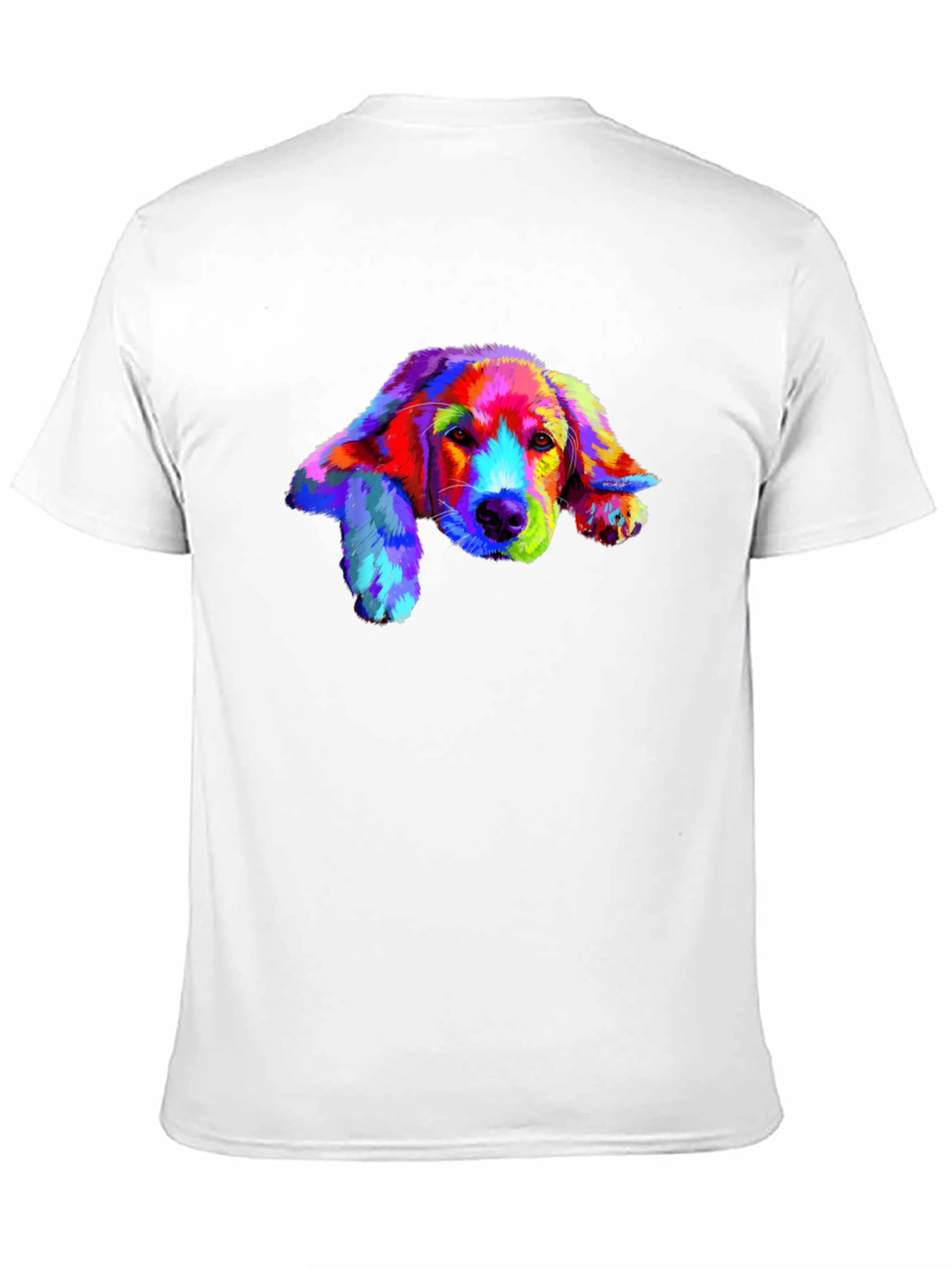 Rainbow Dog Print Black T-Shirt