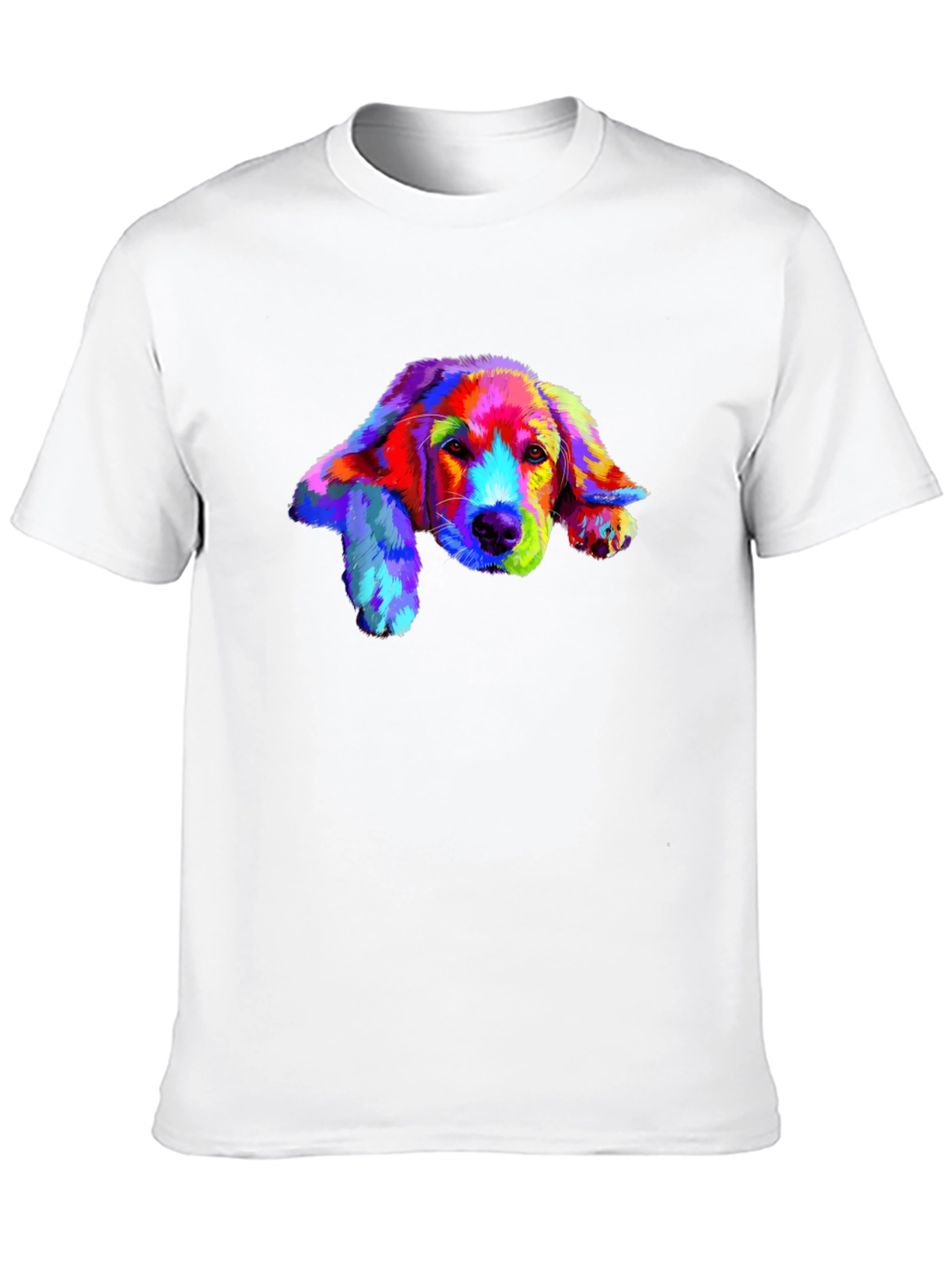 Rainbow Dog Print Black T-Shirt