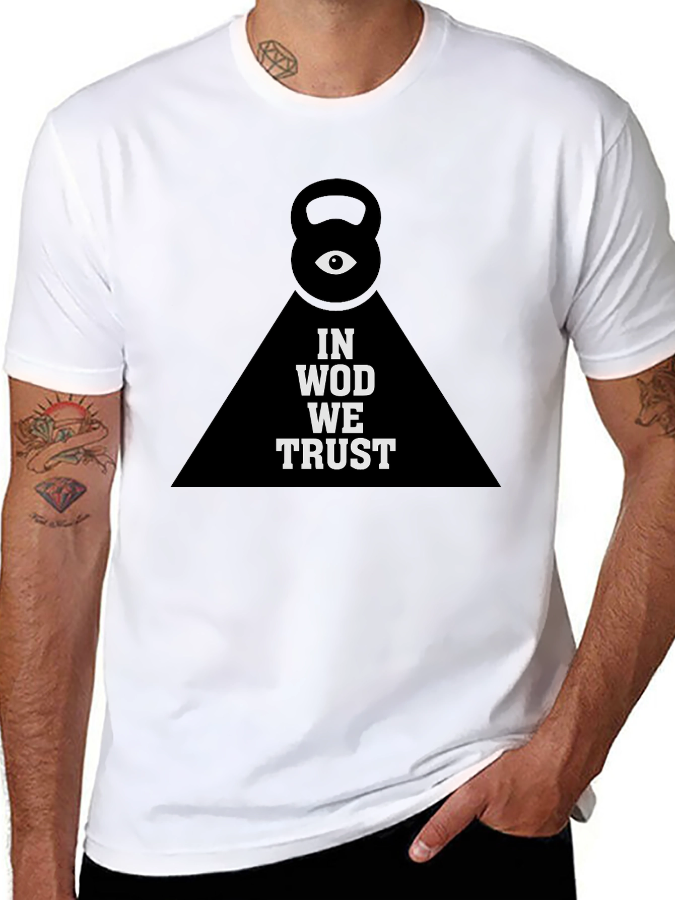 In WOD We Trust Black T-Shirt Kettlebell Gym Tee