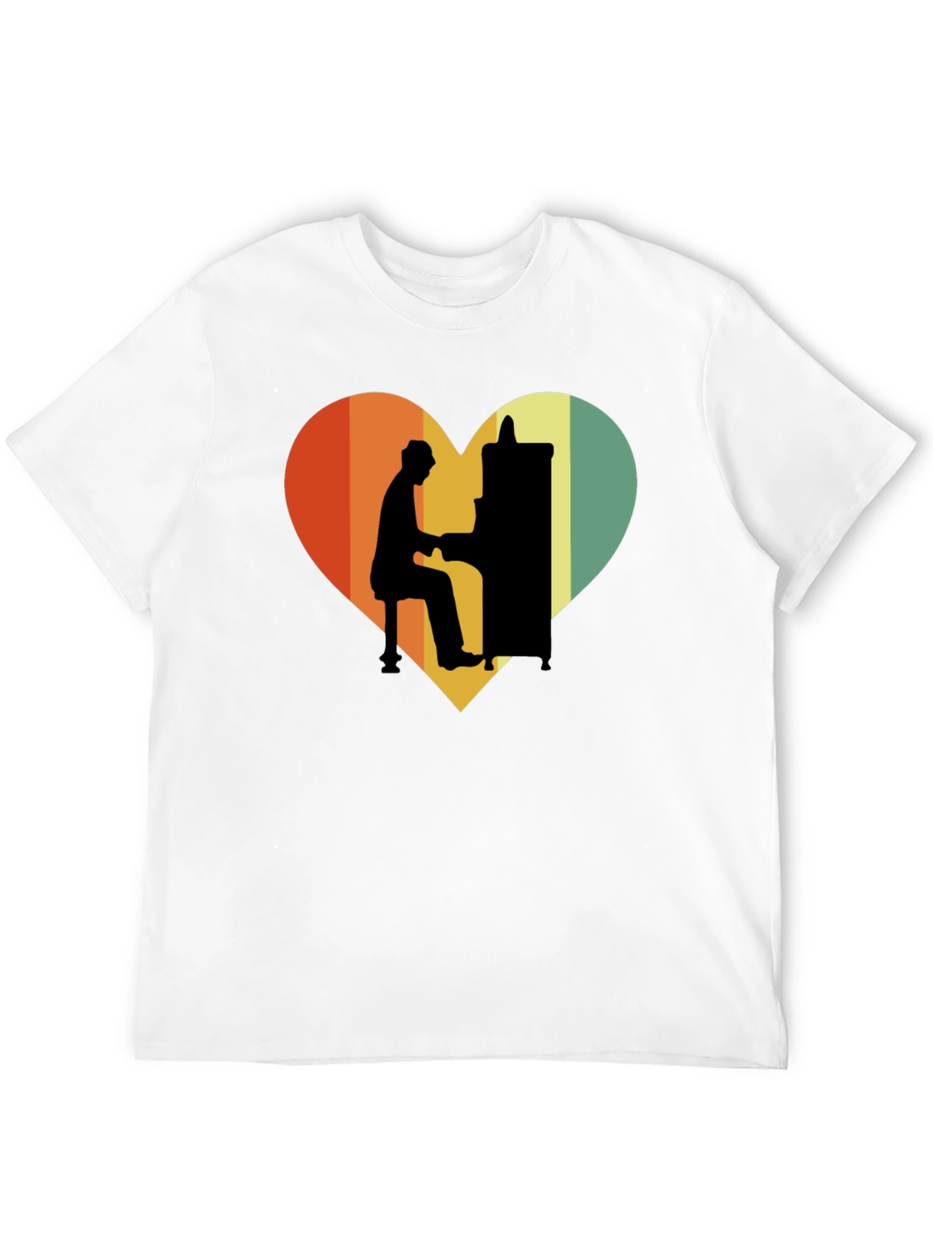 Retro Heart Piano Player Graphic T-Shirt