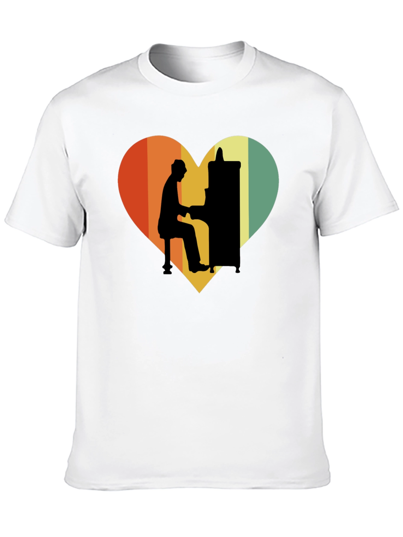 Retro Heart Piano Player Graphic T-Shirt
